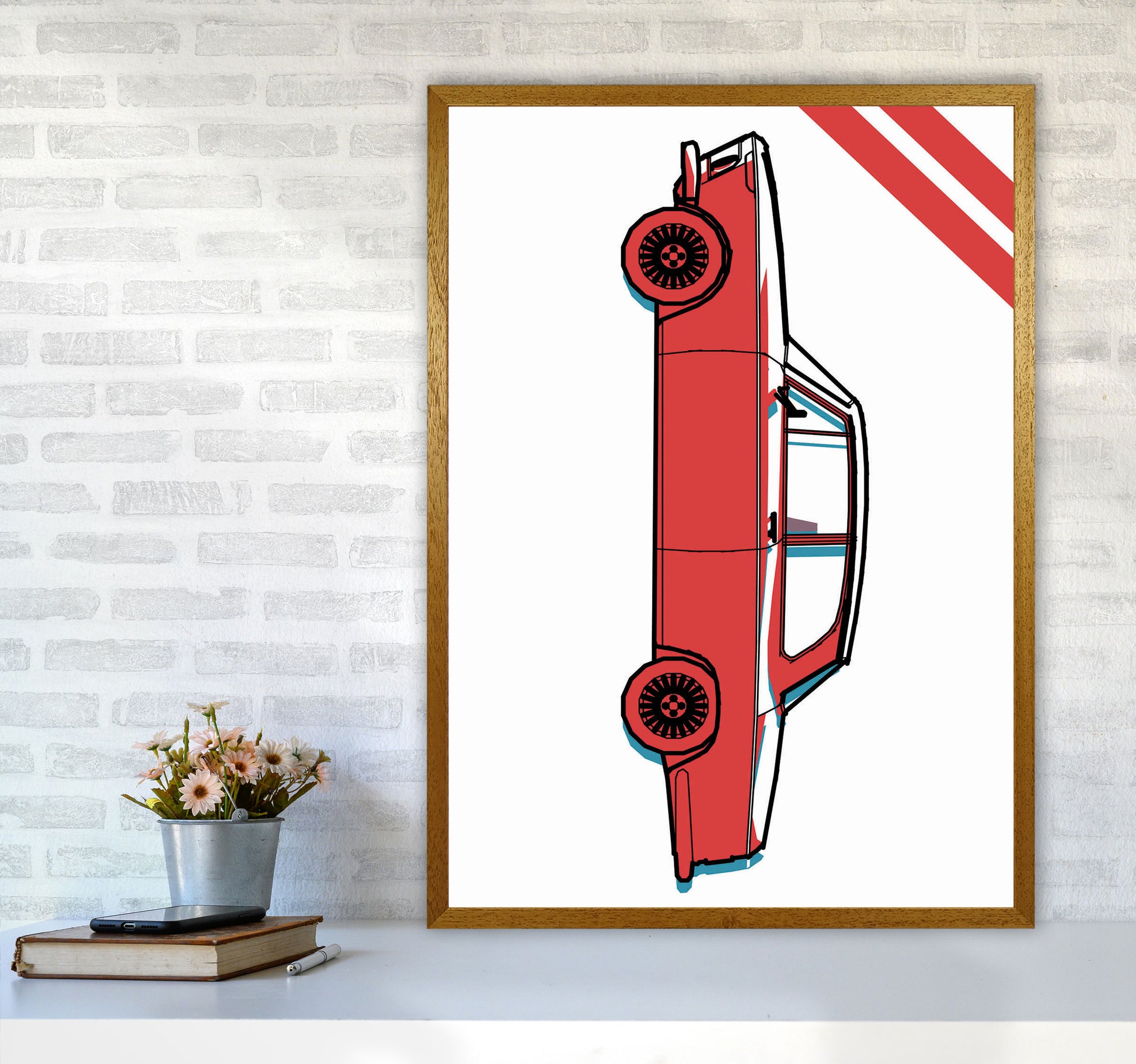 Red Car Art Print by Jason Stanley A1 Print Only