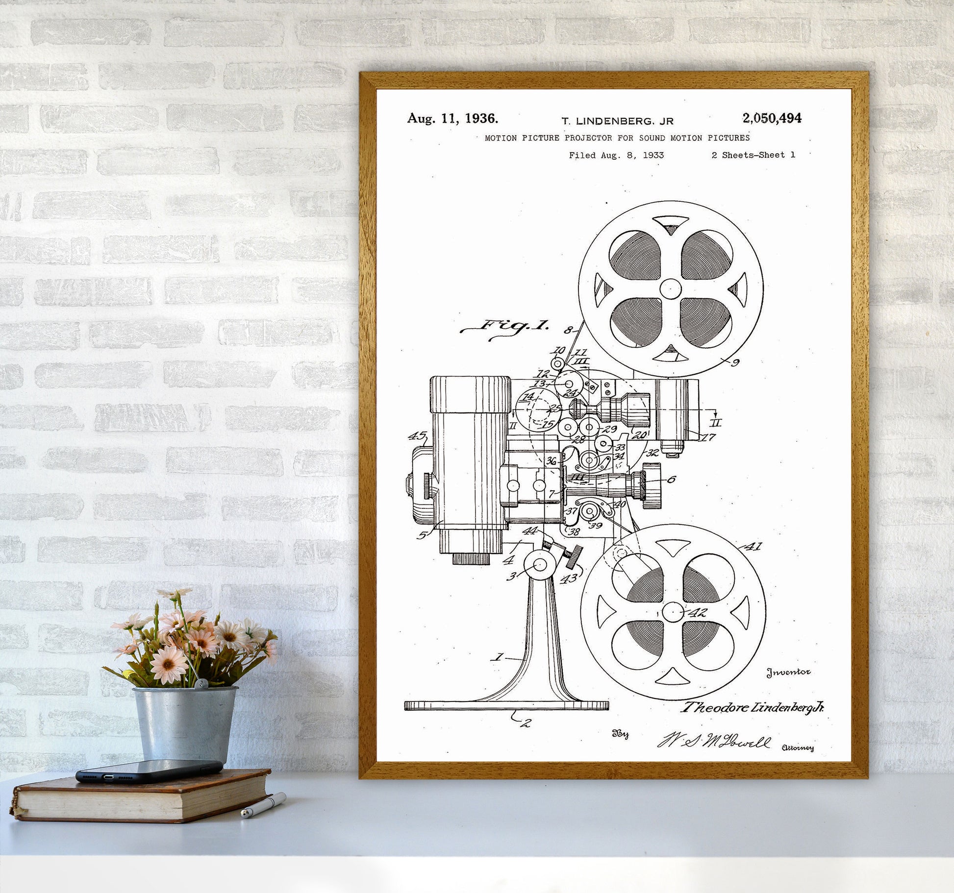 Motion Picture Projector Patent Art Print by Jason Stanley A1 Print Only