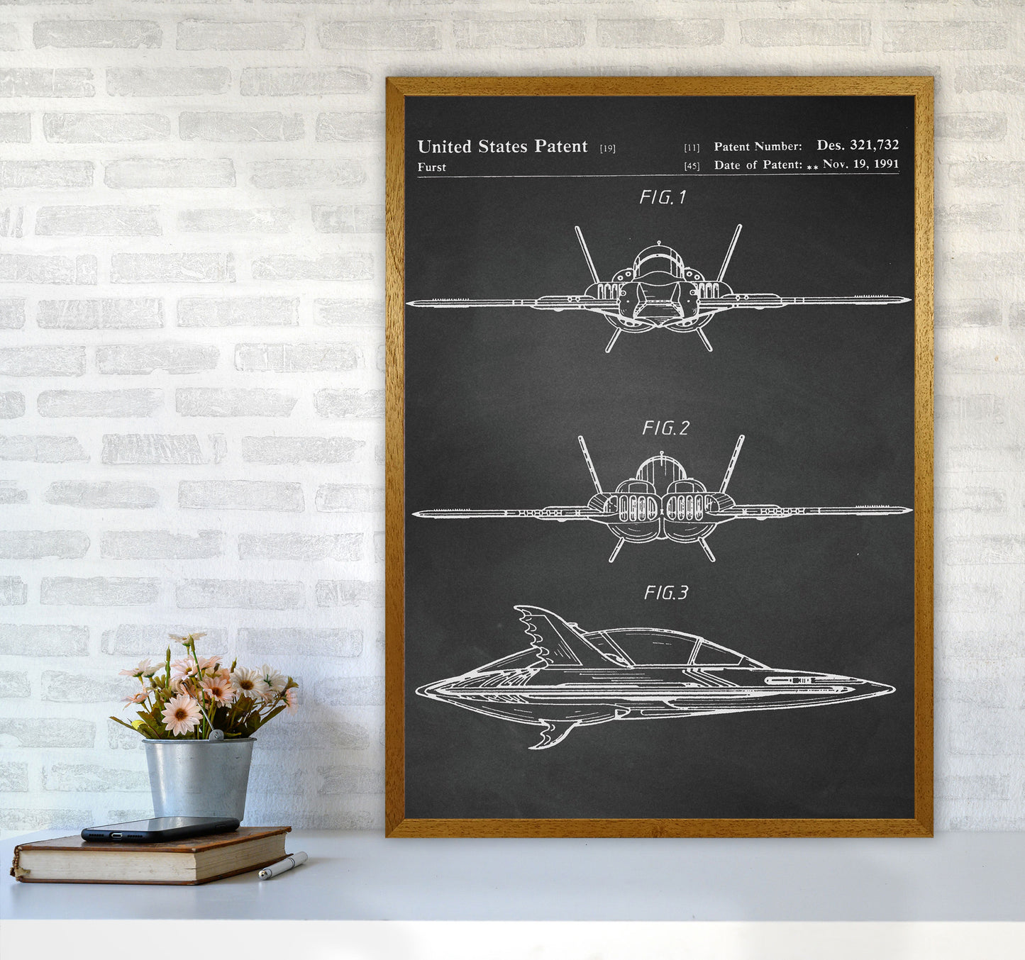 Batwing Patent- Chalkboard Art Print by Jason Stanley A1 Print Only