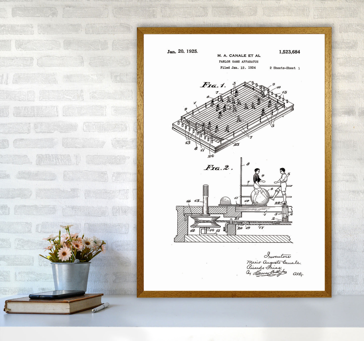 Vintage Foos Ball Table Patent Art Print by Jason Stanley A1 Print Only