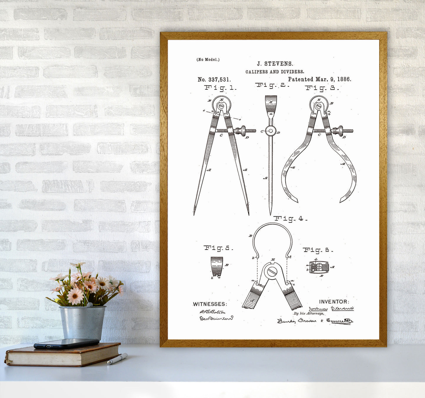 Calipers And Dividers Patent Art Print by Jason Stanley A1 Print Only