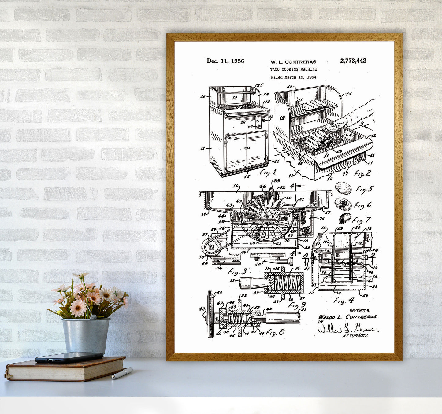 Taco Cooking Machine Patent Art Print by Jason Stanley A1 Print Only