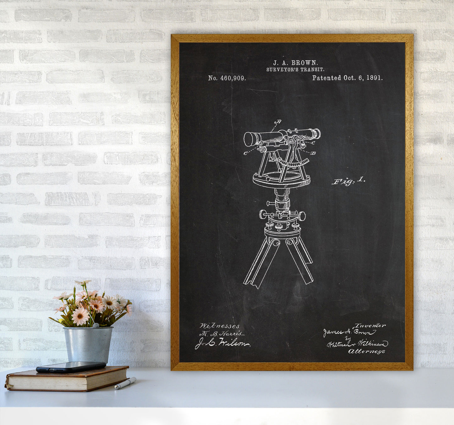 Surveyor's Transit Patent Art Print by Jason Stanley A1 Print Only