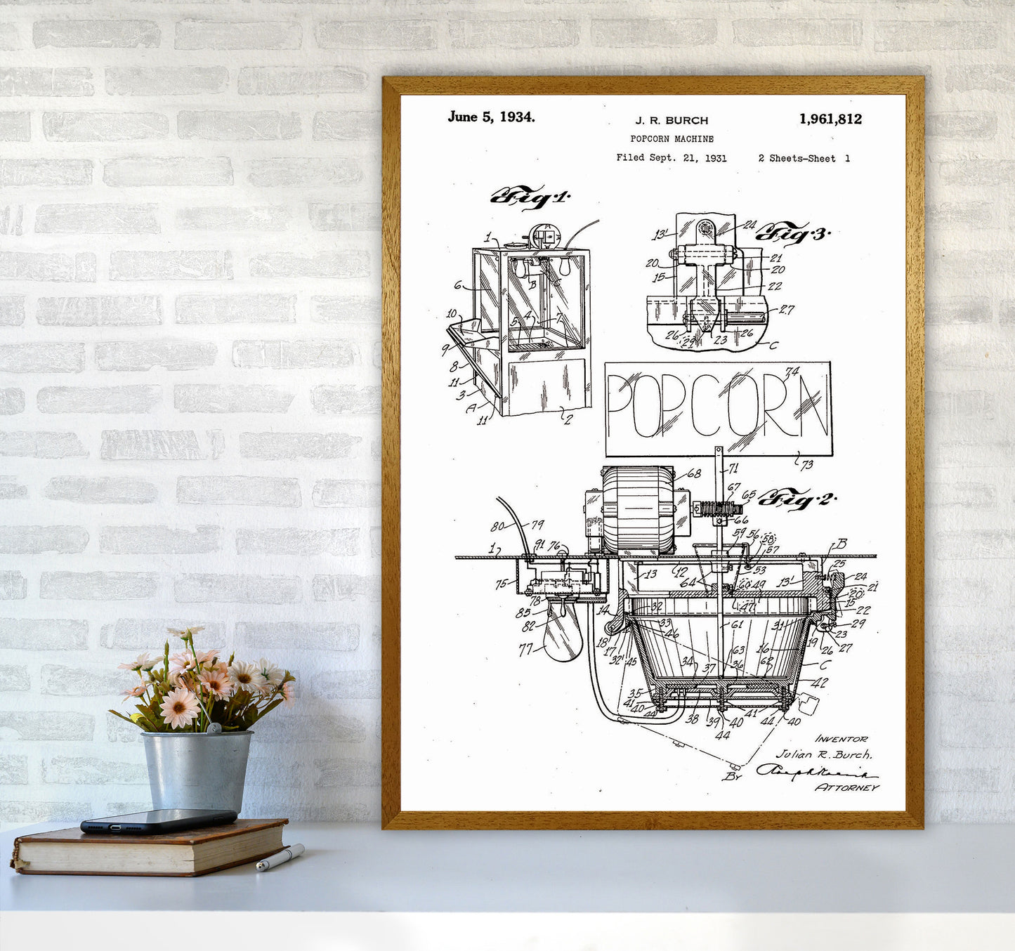 Popcorn Machine Patent 2 Art Print by Jason Stanley A1 Print Only