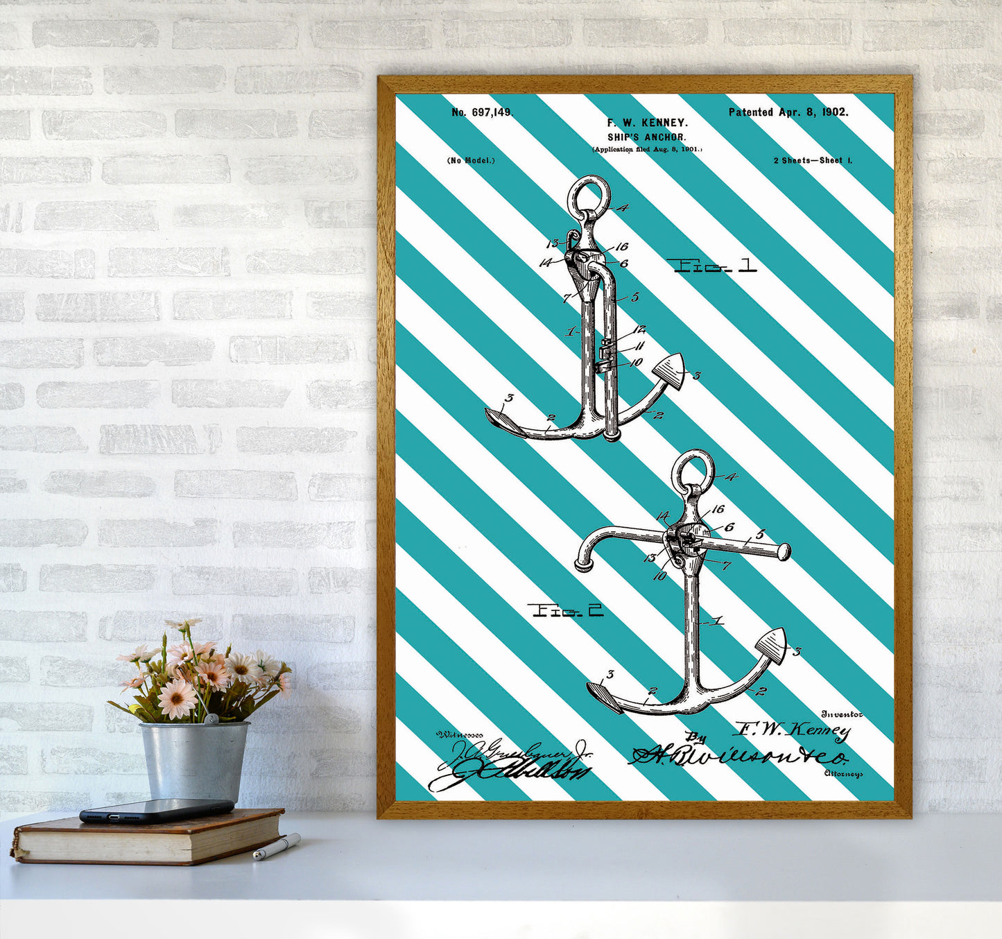 Anchor Patent Side Stripe Art Print by Jason Stanley A1 Print Only
