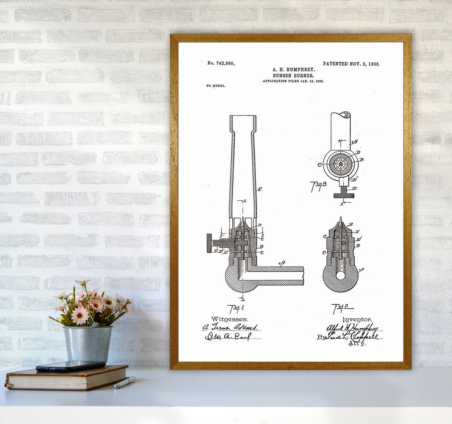 Bunsen Burner Patent Art Print by Jason Stanley A1 Print Only