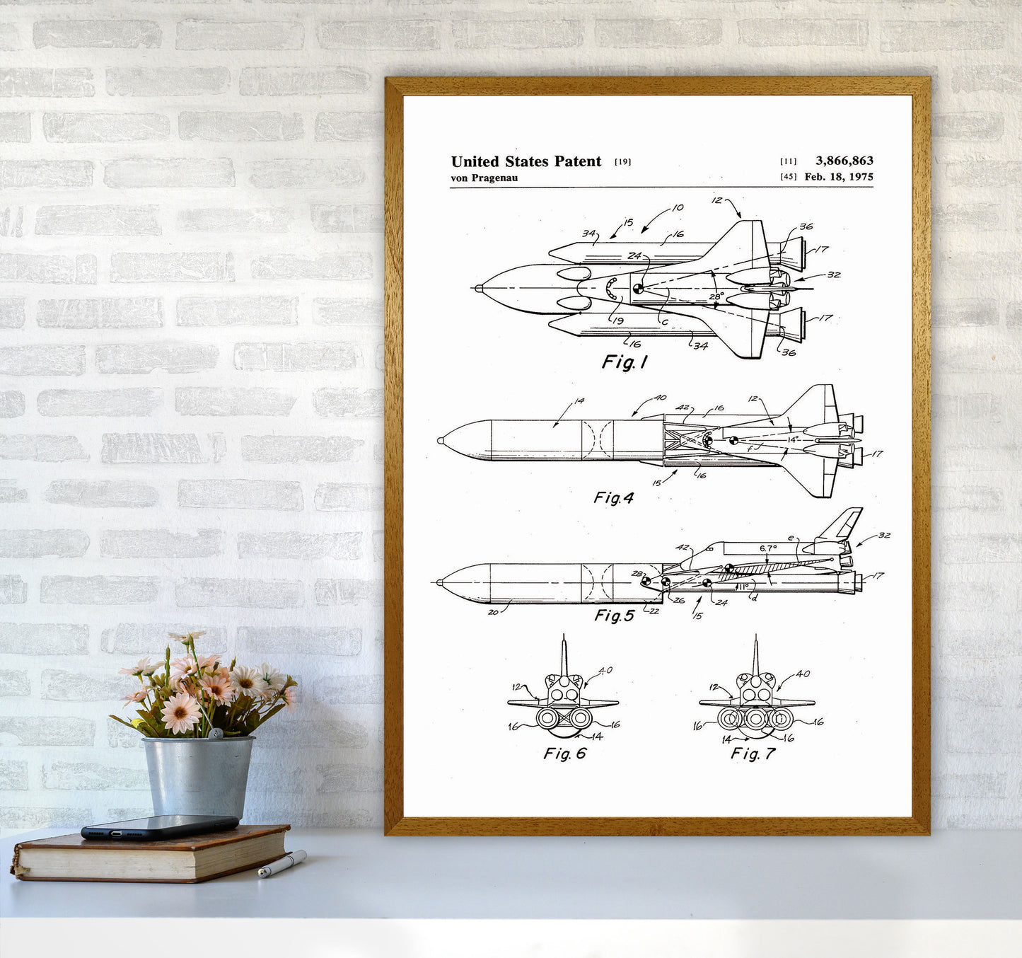 Space Shuttle Patent Art Print by Jason Stanley A1 Print Only