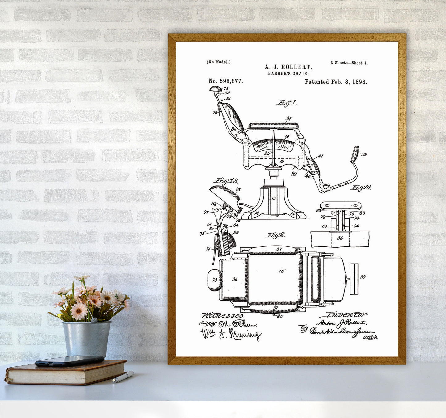 Barber Chair Patent Art Print by Jason Stanley A1 Print Only