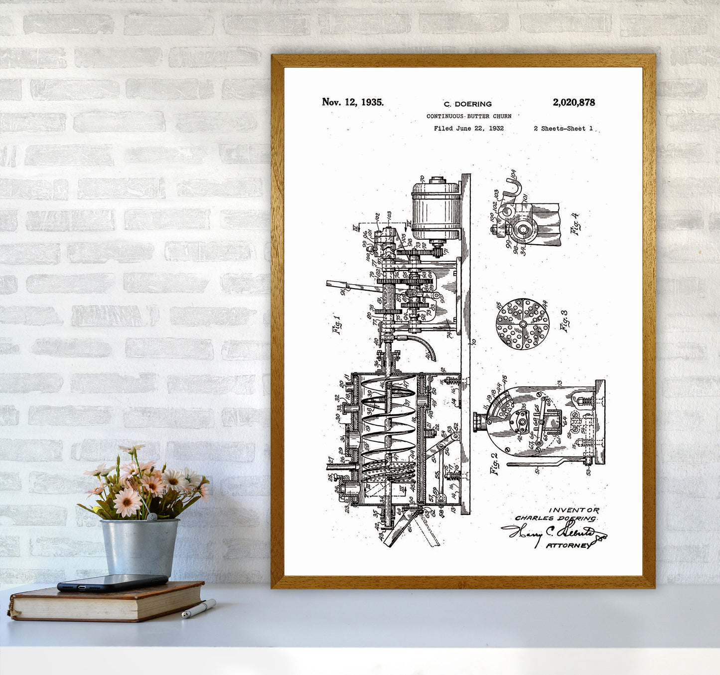 Butter Churn Patent Art Print by Jason Stanley A1 Print Only