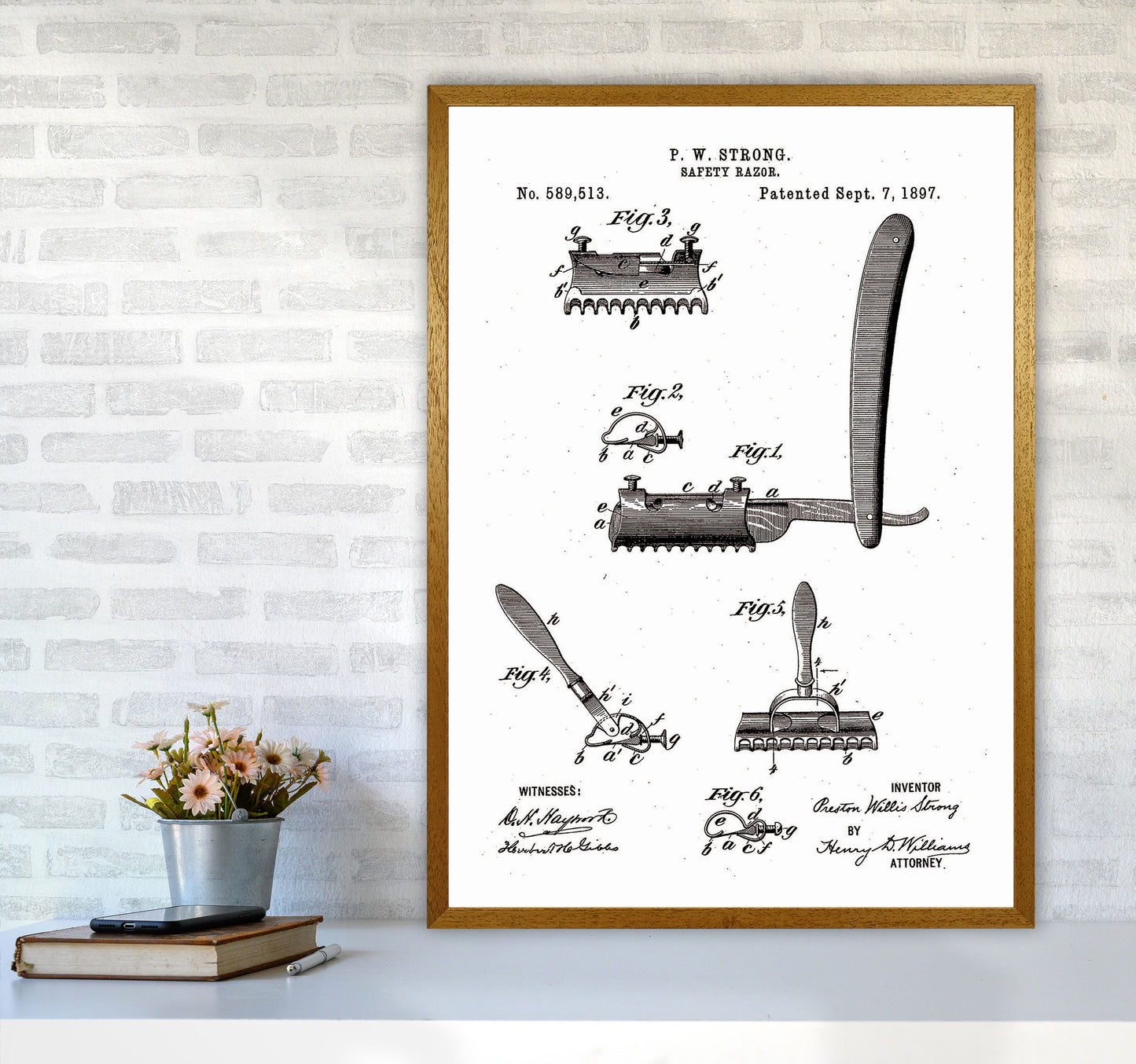 Safety Razor Patent Art Print by Jason Stanley A1 Print Only