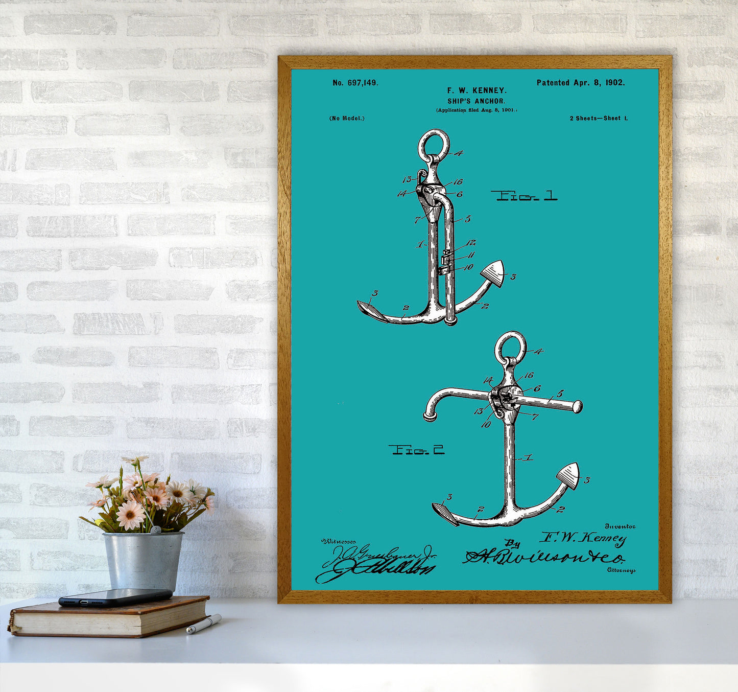 Anchor Patent Blue Art Print by Jason Stanley A1 Print Only