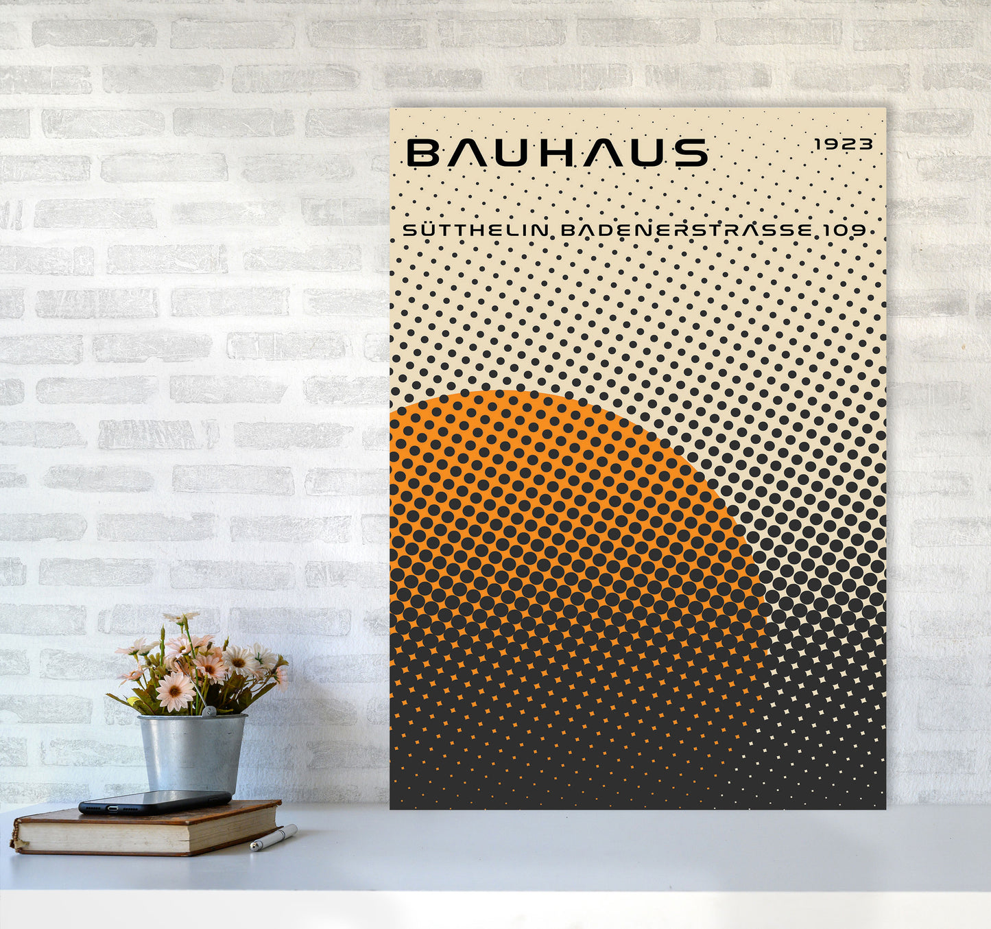 Bauhaus Geometric Yellow Vibe Art Print by Jason Stanley A1 Black Frame