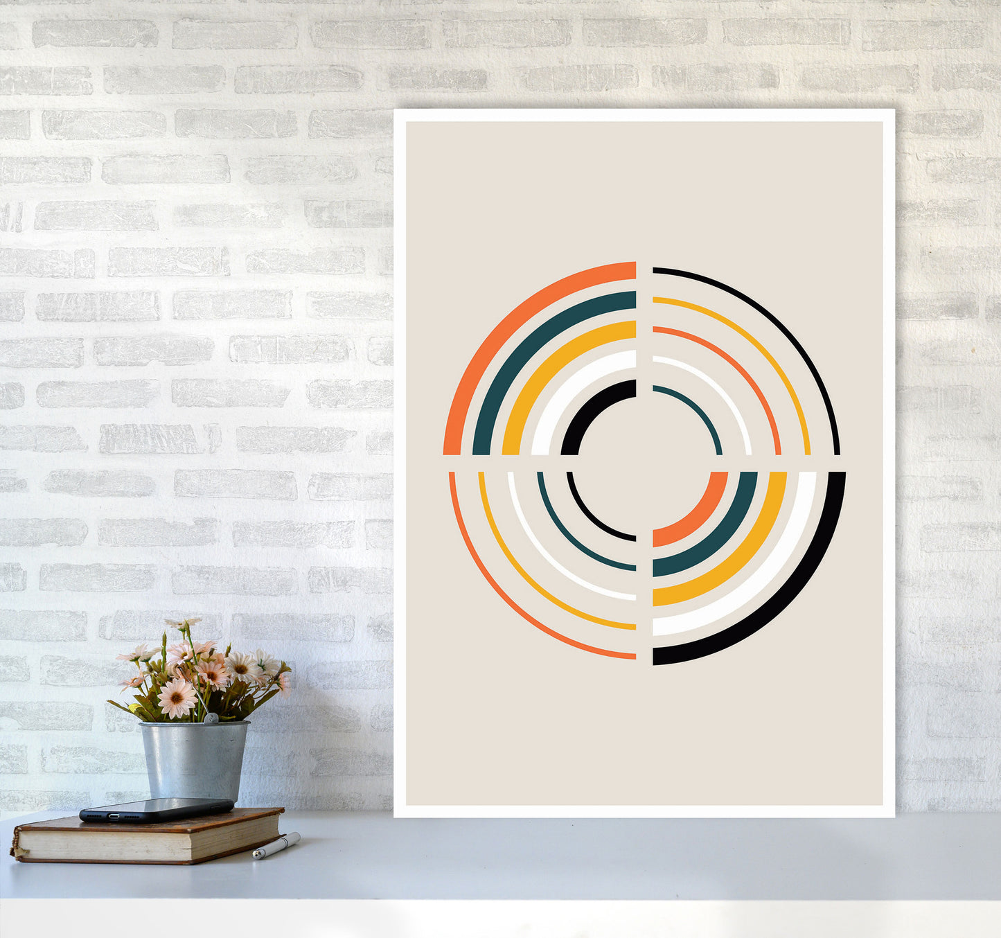Retro Geometric Circle 2 Art Print by Jason Stanley A1 Black Frame
