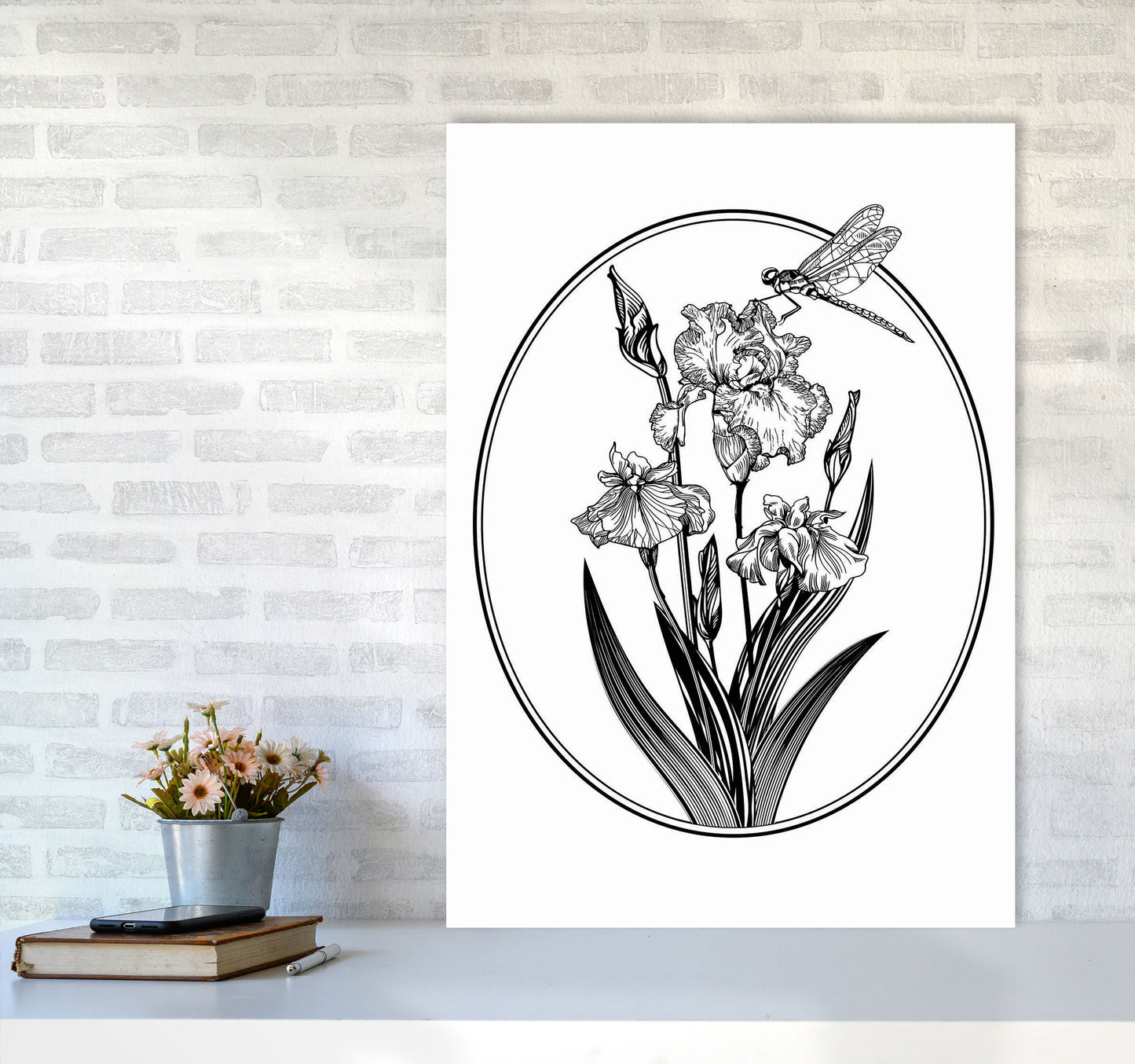 Vintage Beautiful Flower Art Print by Jason Stanley A1 Black Frame