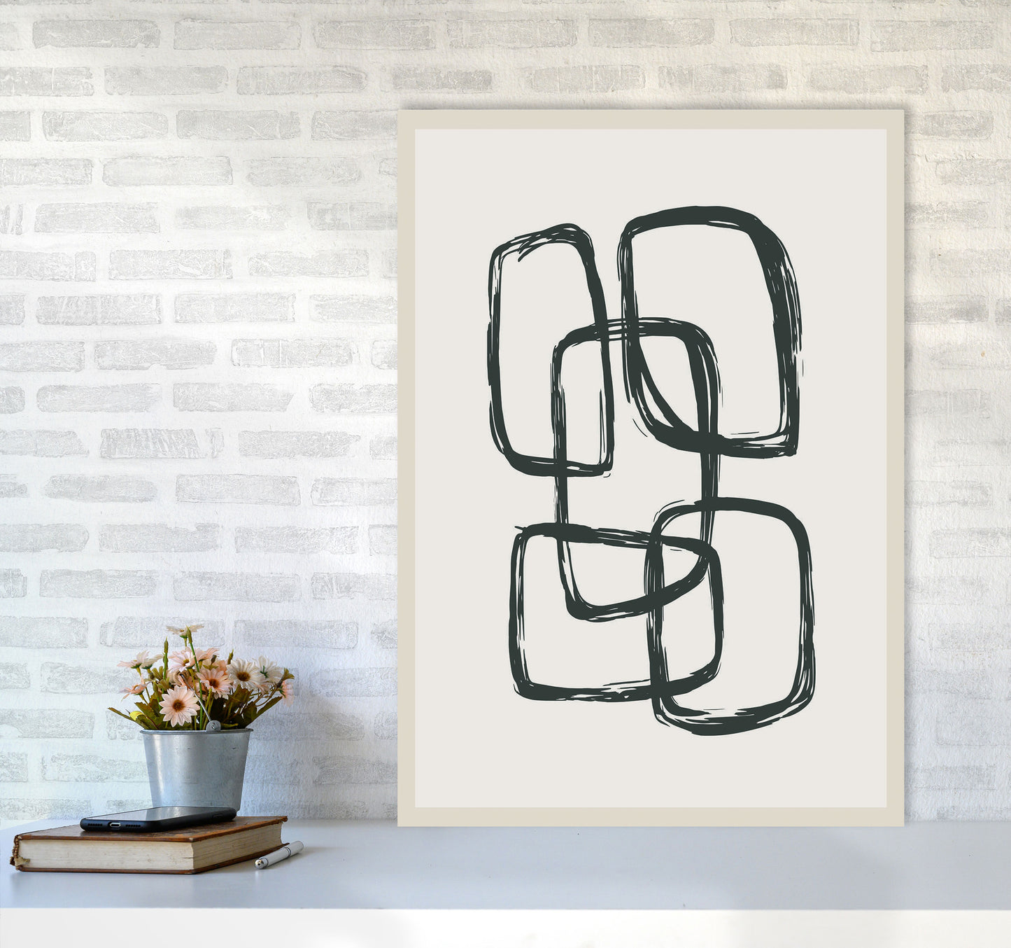 Modern Abstract Shapes 3 Art Print by Jason Stanley A1 Black Frame