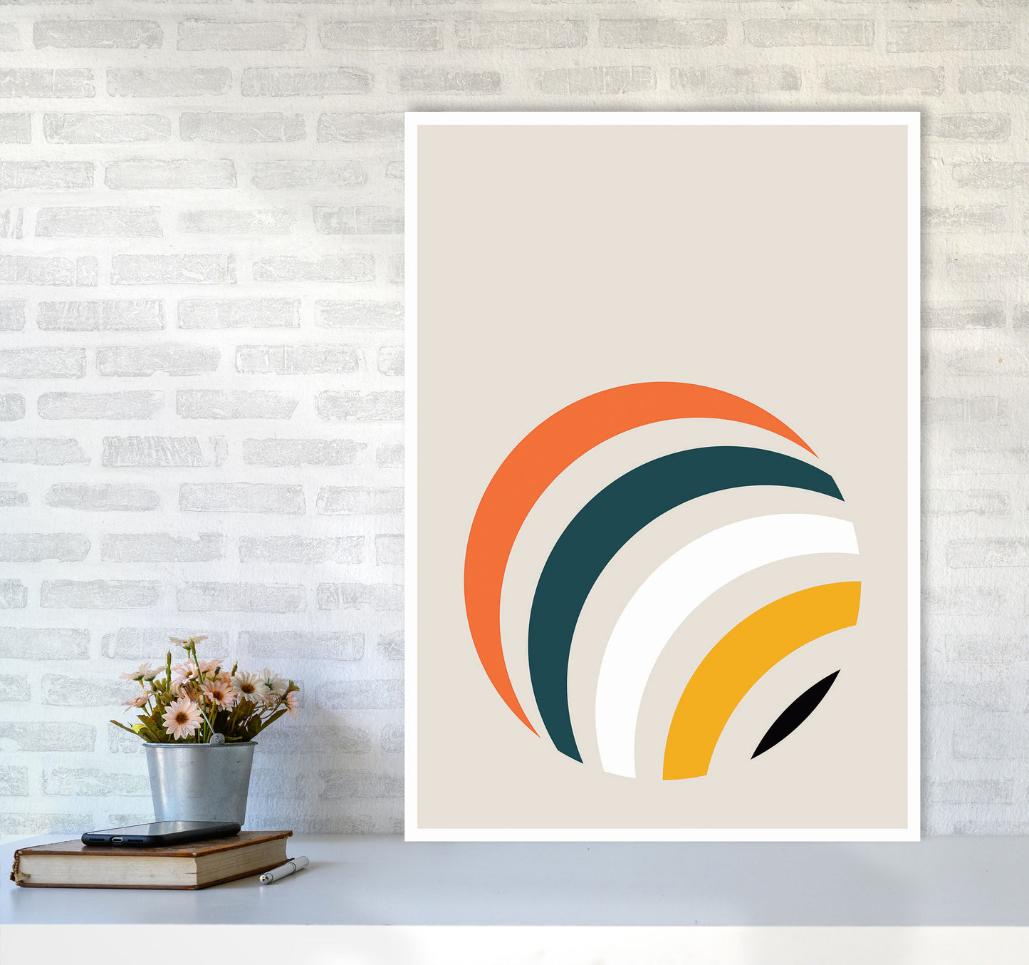 Retro Geometric Circle 1 Art Print by Jason Stanley A1 Black Frame