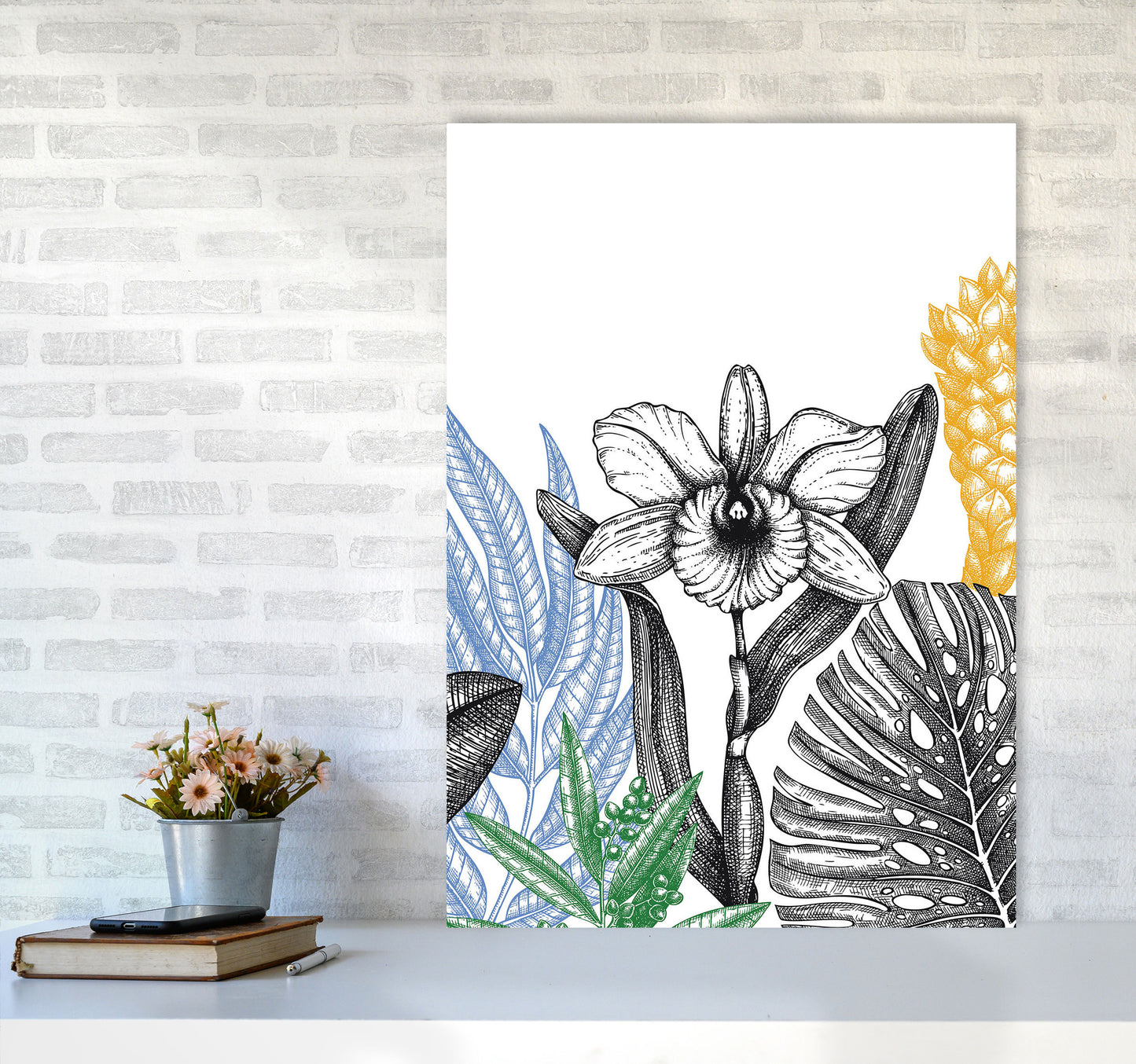 Minimalist Flower Vibes Art Print by Jason Stanley A1 Black Frame