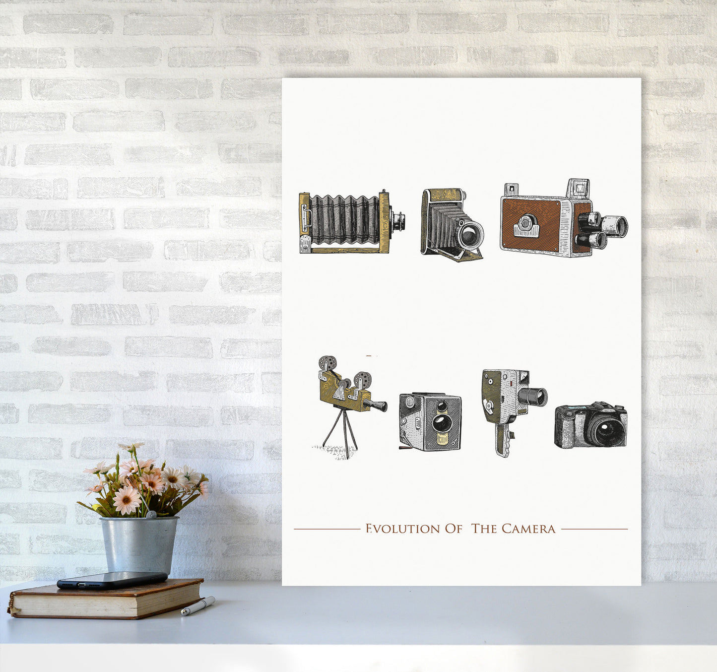 Evolution Of The Camera Art Print by Jason Stanley A1 Black Frame