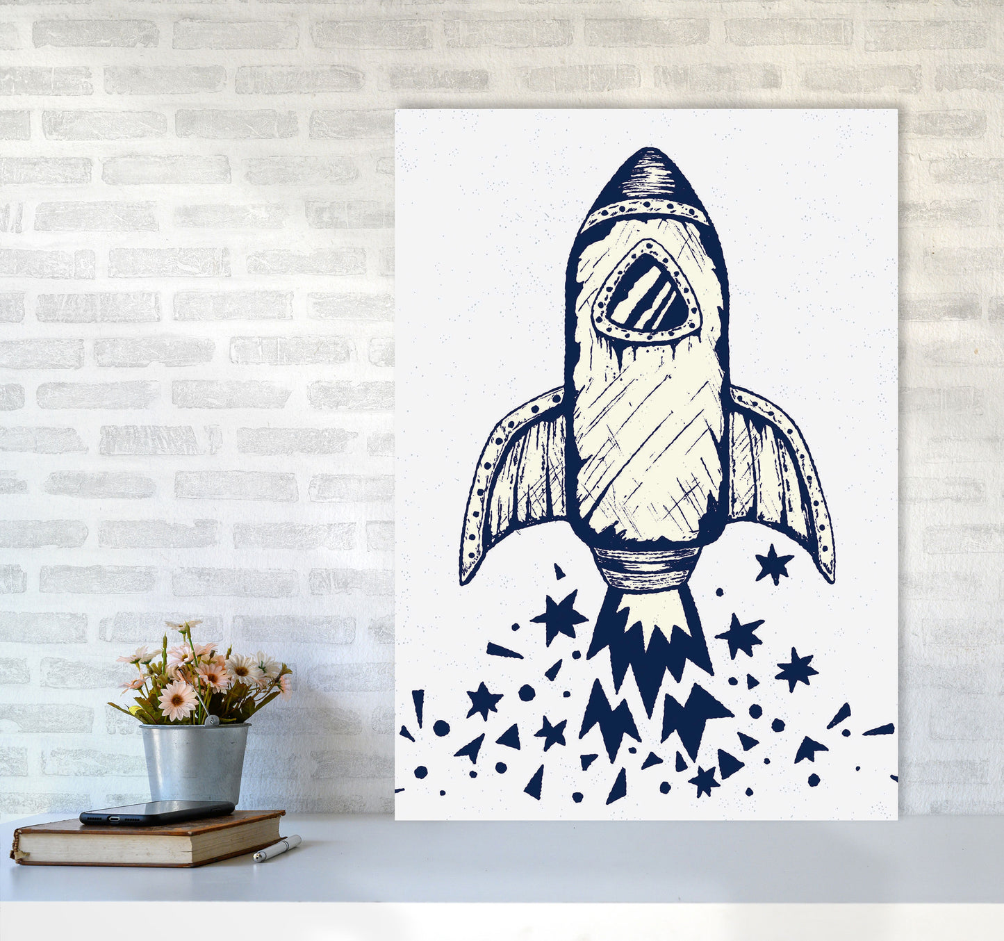 5-4-3-2-1-Blastoff Art Print by Jason Stanley A1 Black Frame