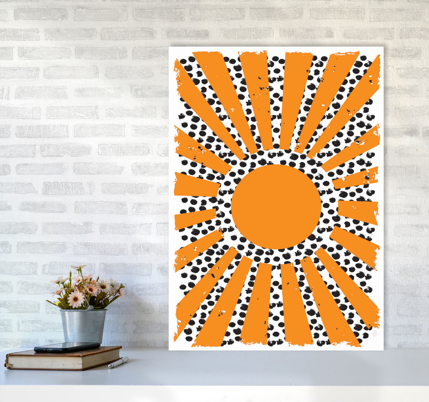 70's Inspired Sun Art Print by Jason Stanley A1 Black Frame