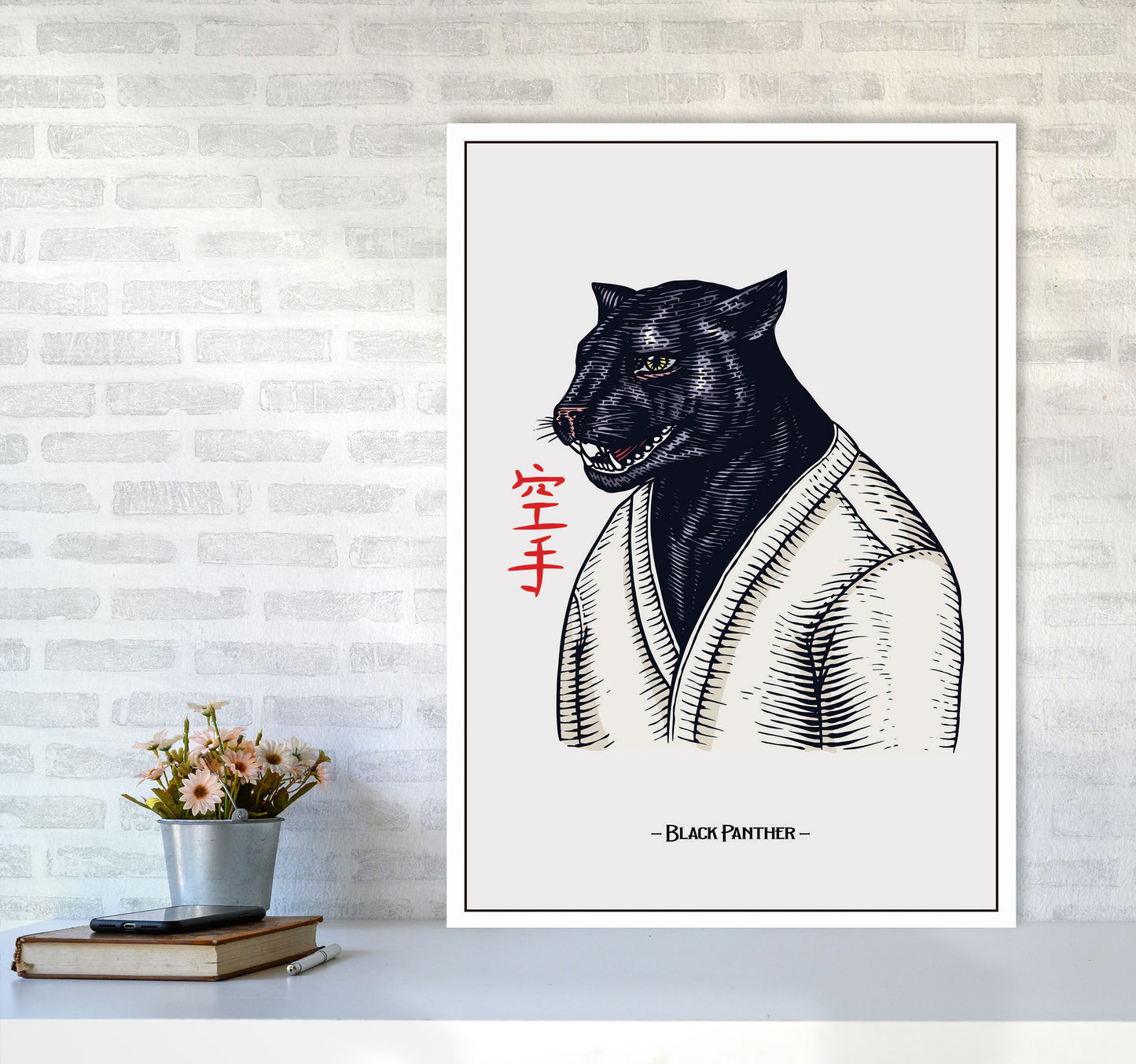 Black Panther Art Print by Jason Stanley A1 Black Frame