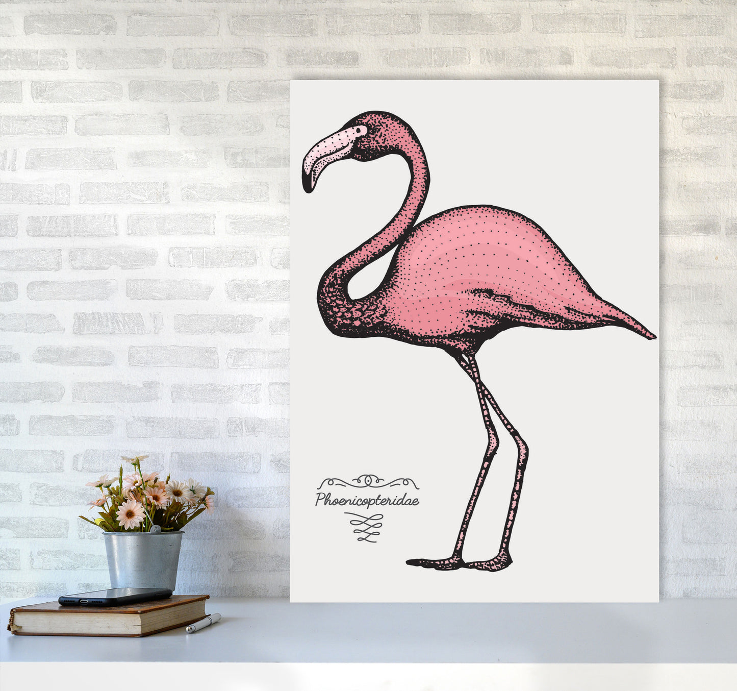Flamingo Art Print by Jason Stanley A1 Black Frame