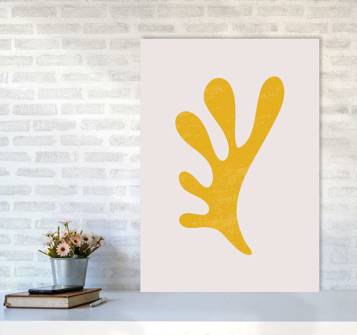 Abstract Yellow Algae Art Print by Jason Stanley A1 Black Frame