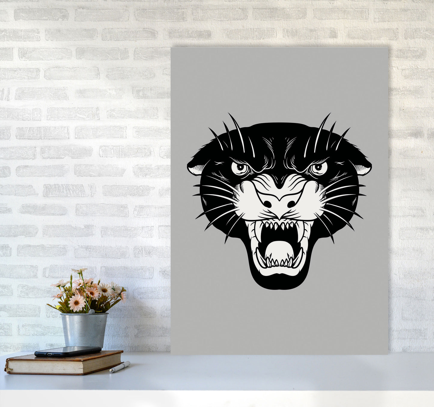 Vintage Panther Art Print by Jason Stanley A1 Black Frame