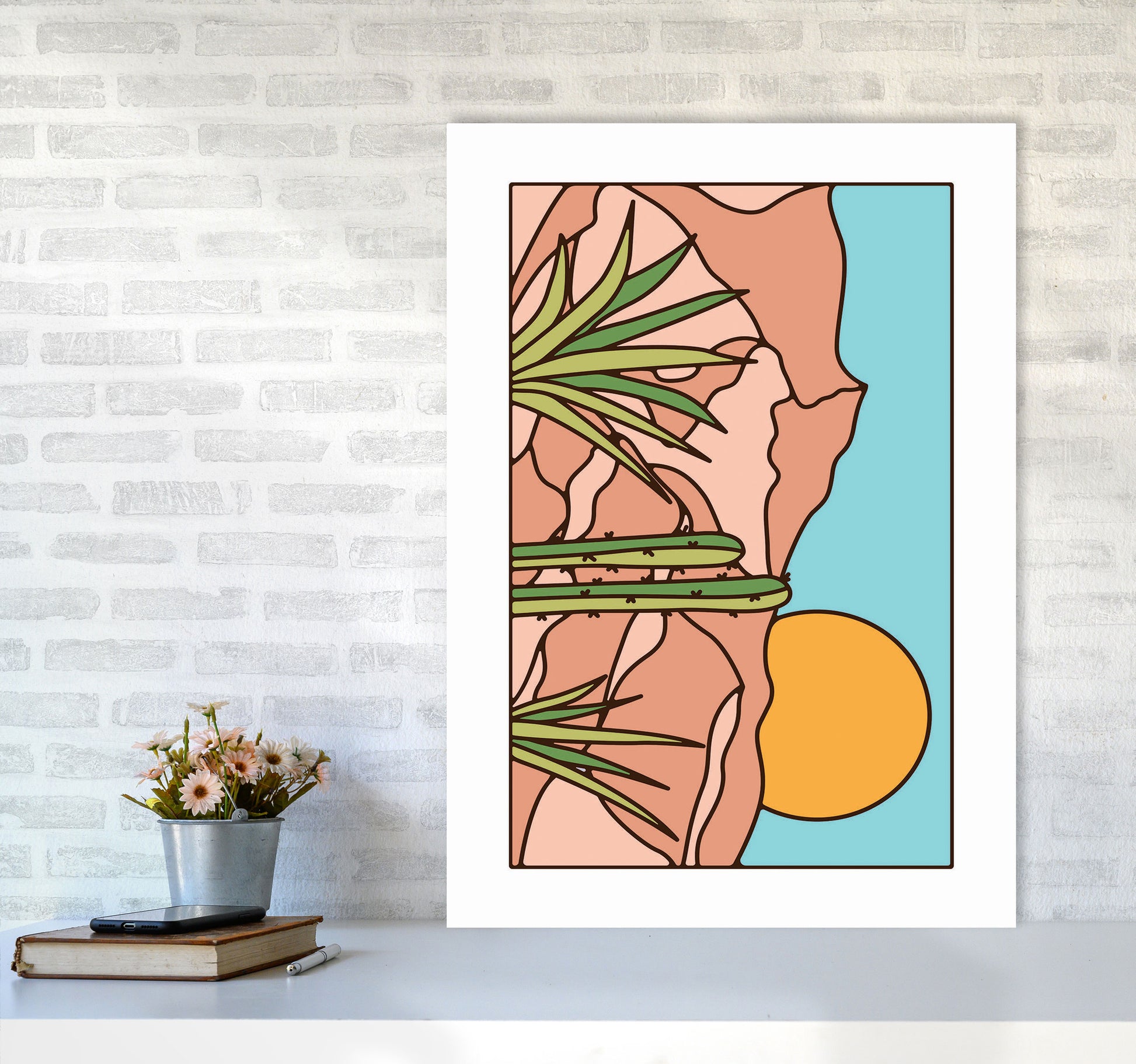 Minimal Desert Sunset Landscape Art Print by Jason Stanley A1 Black Frame