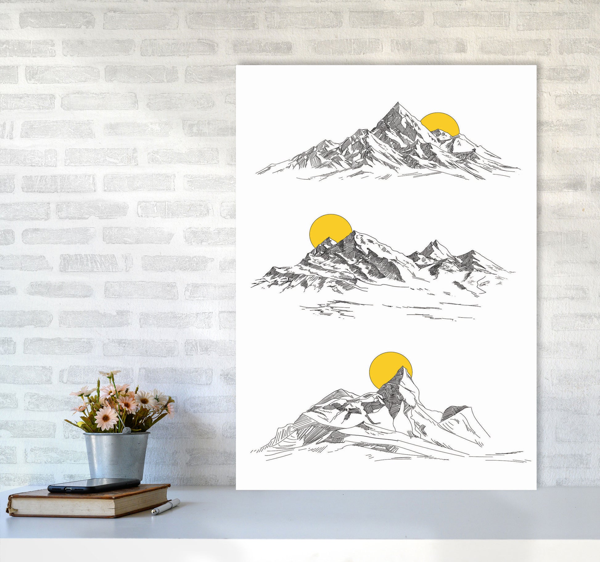 Sunny Mountains Art Print by Jason Stanley A1 Black Frame