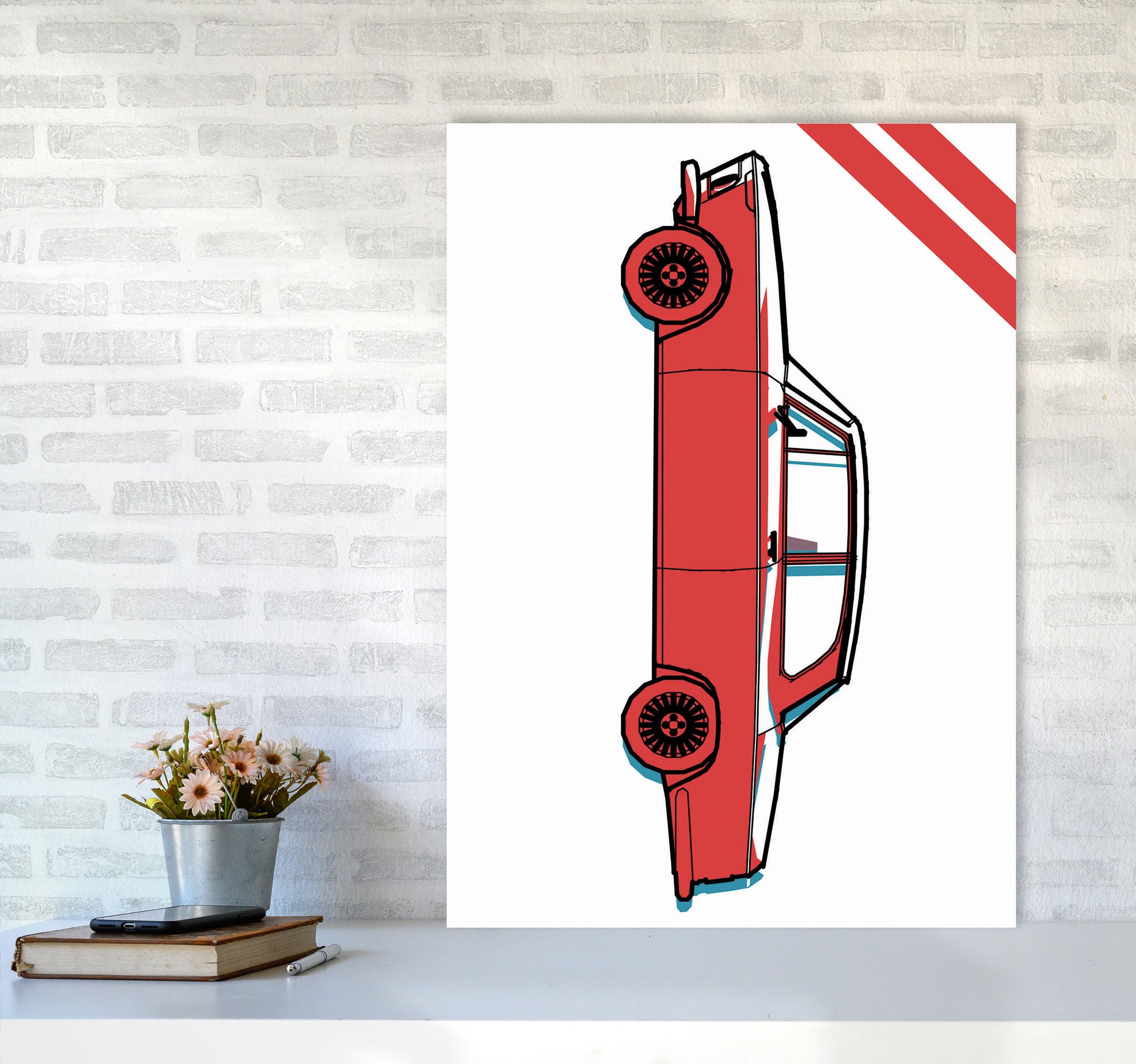Red Car Art Print by Jason Stanley A1 Black Frame