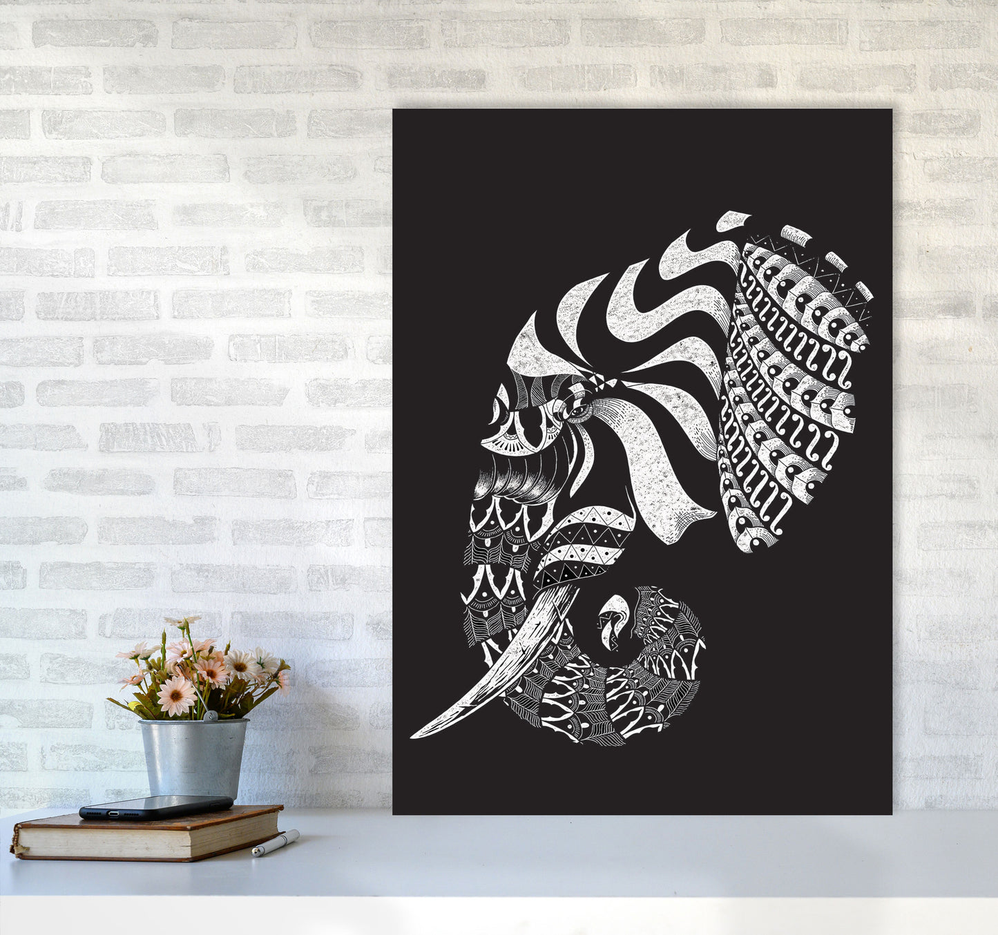 Ornate Elephant II Art Print by Jason Stanley A1 Black Frame