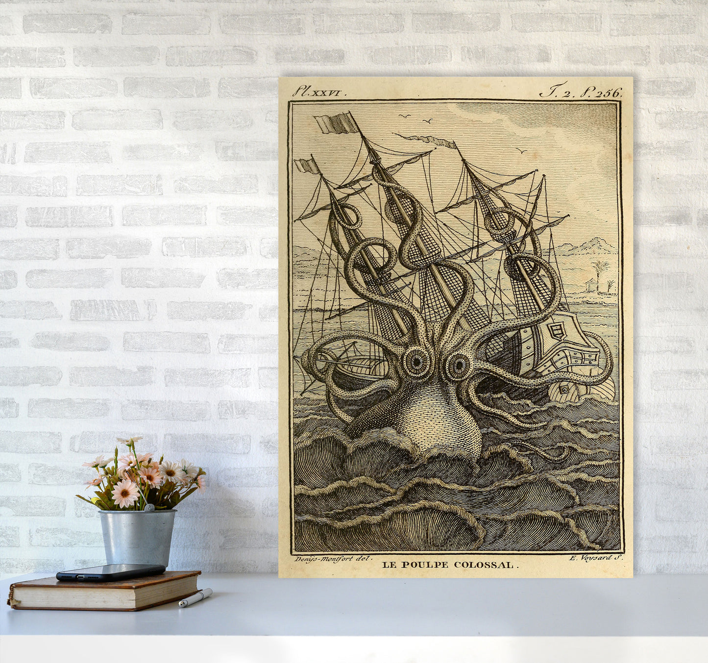 The Great Collossal Octopus Art Print by Jason Stanley A1 Black Frame