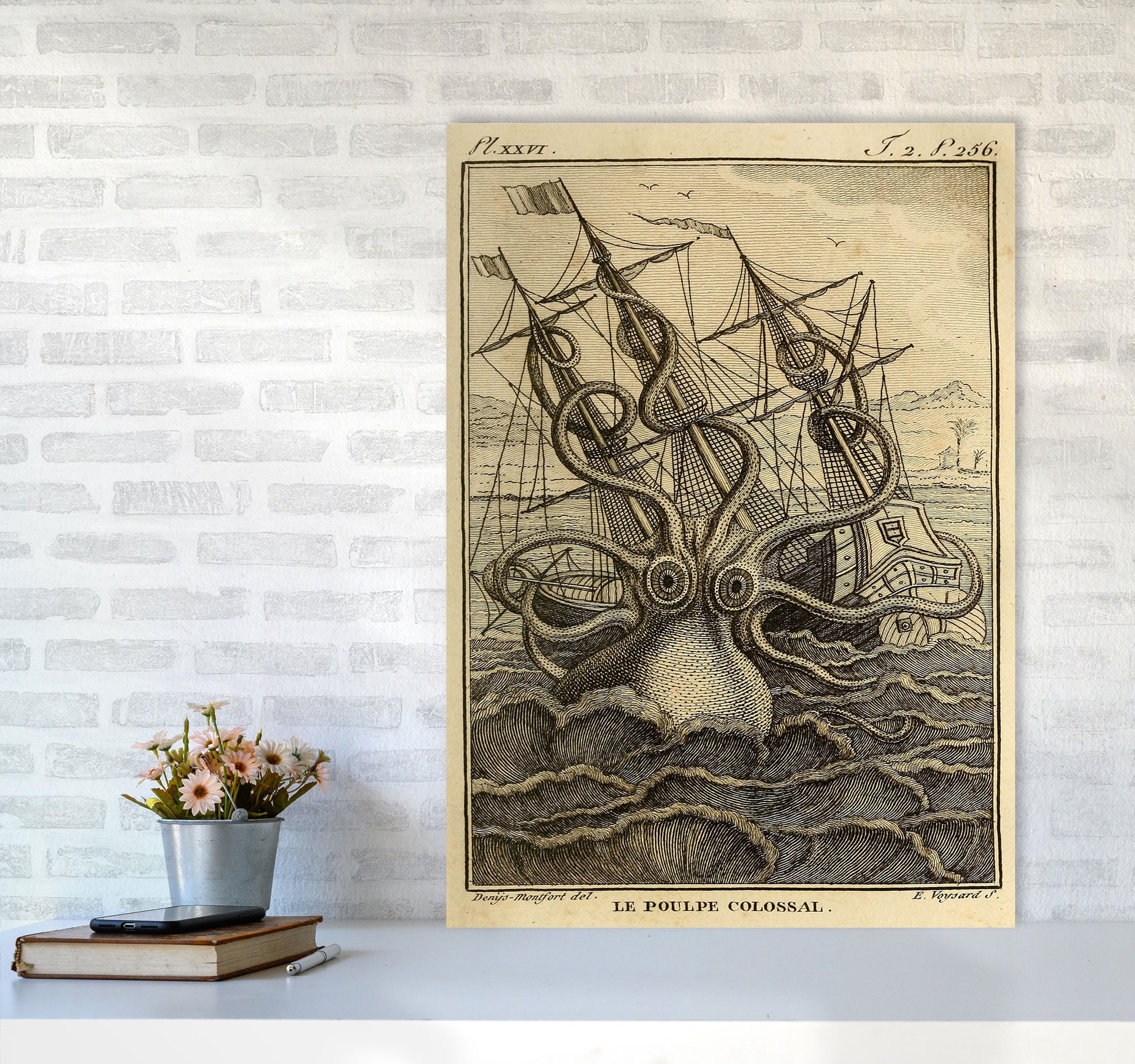 The Great Collossal Octopus Art Print by Jason Stanley A1 Black Frame