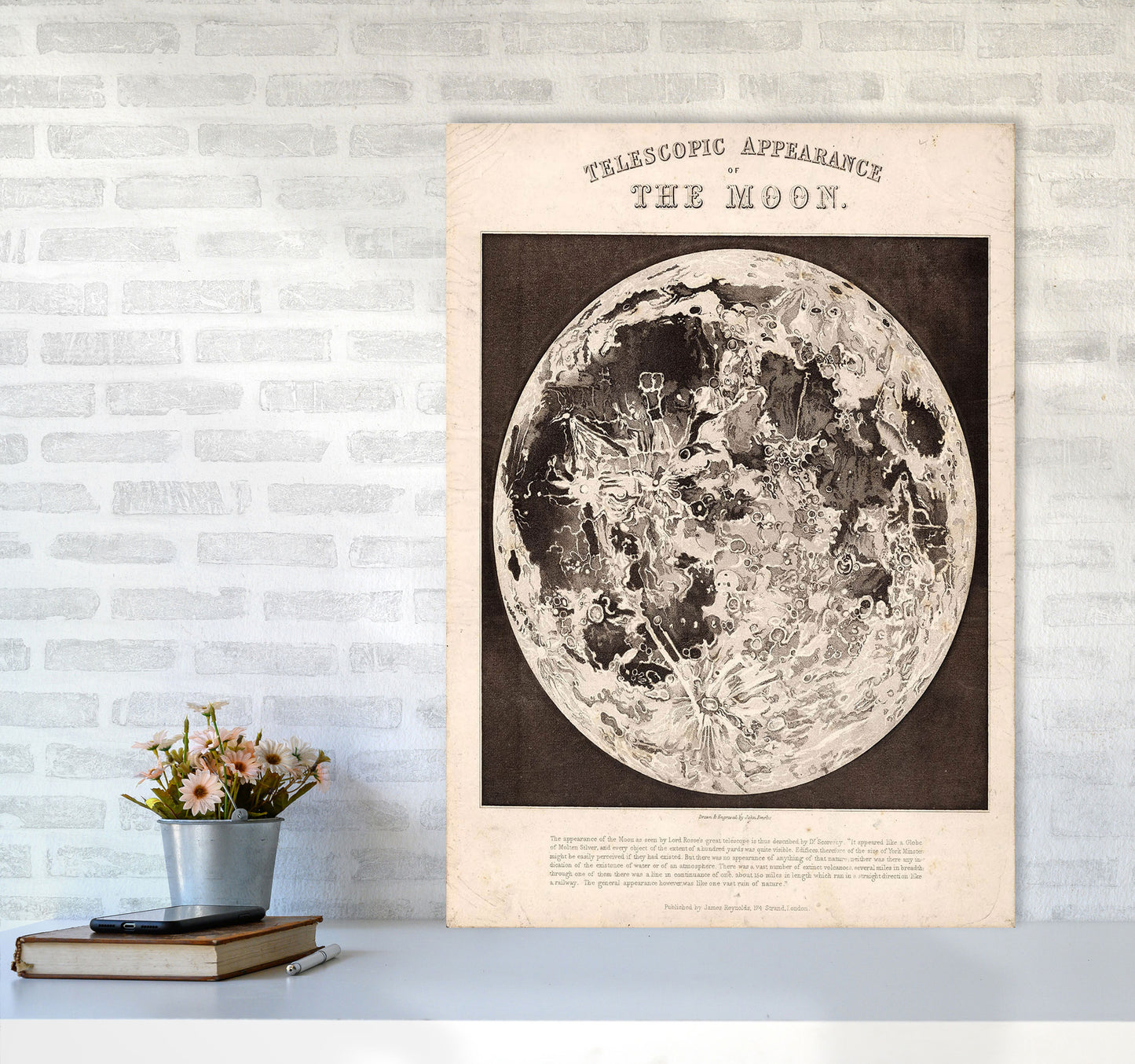 Telescopic Appearance Of The Moon Art Print by Jason Stanley A1 Black Frame