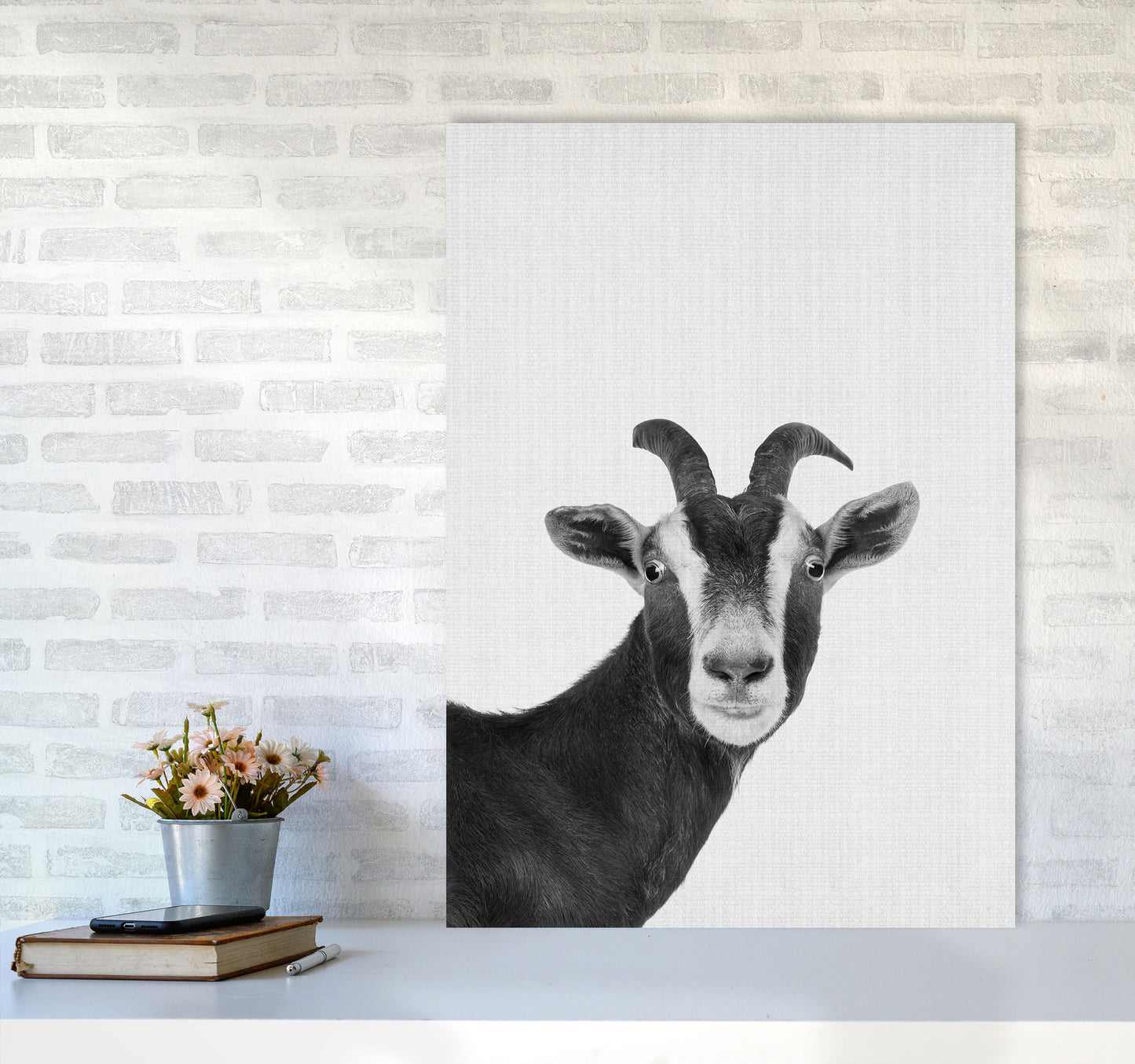 Surprised Goat Art Print by Jason Stanley A1 Black Frame
