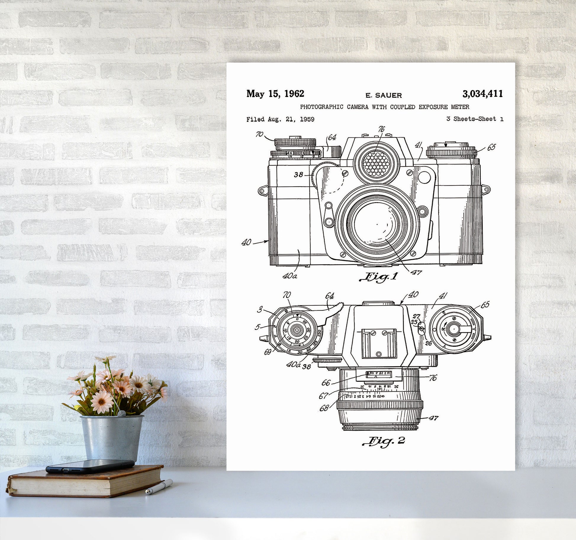 Photographic Camera Patent Art Print by Jason Stanley A1 Black Frame