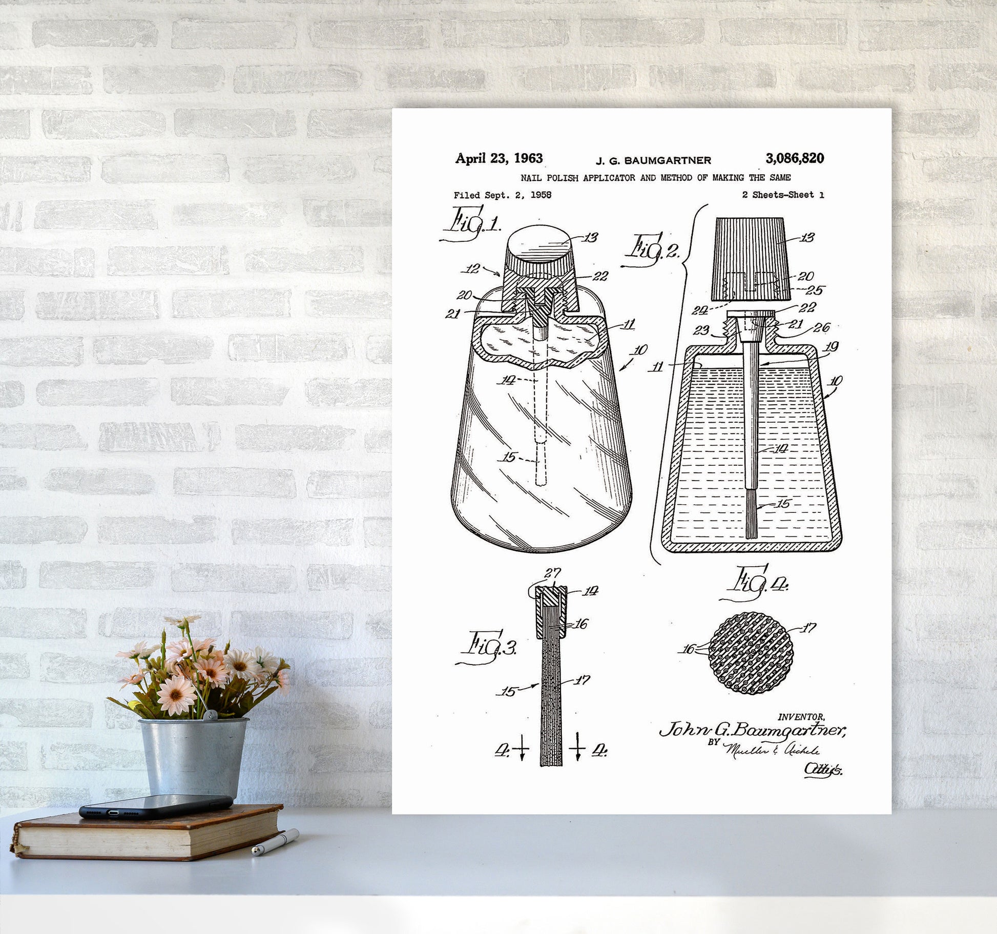 Nail Polish Applicator Patent Art Print by Jason Stanley A1 Black Frame