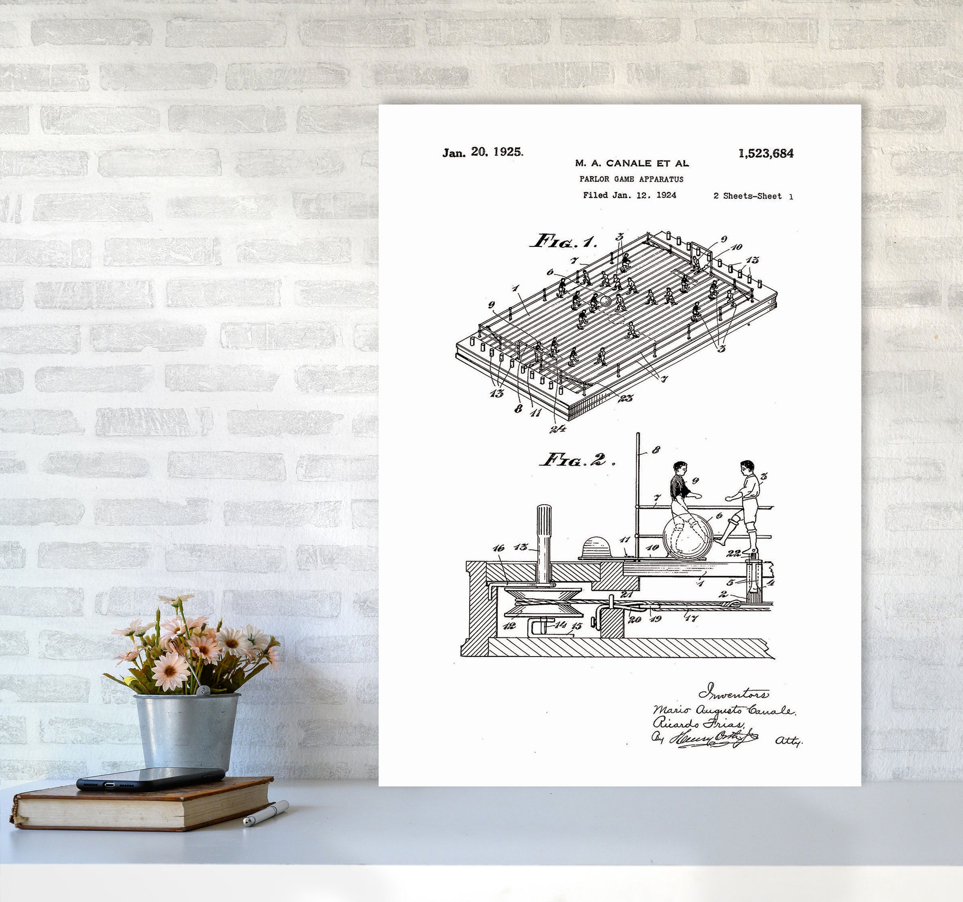 Vintage Foos Ball Table Patent Art Print by Jason Stanley A1 Black Frame