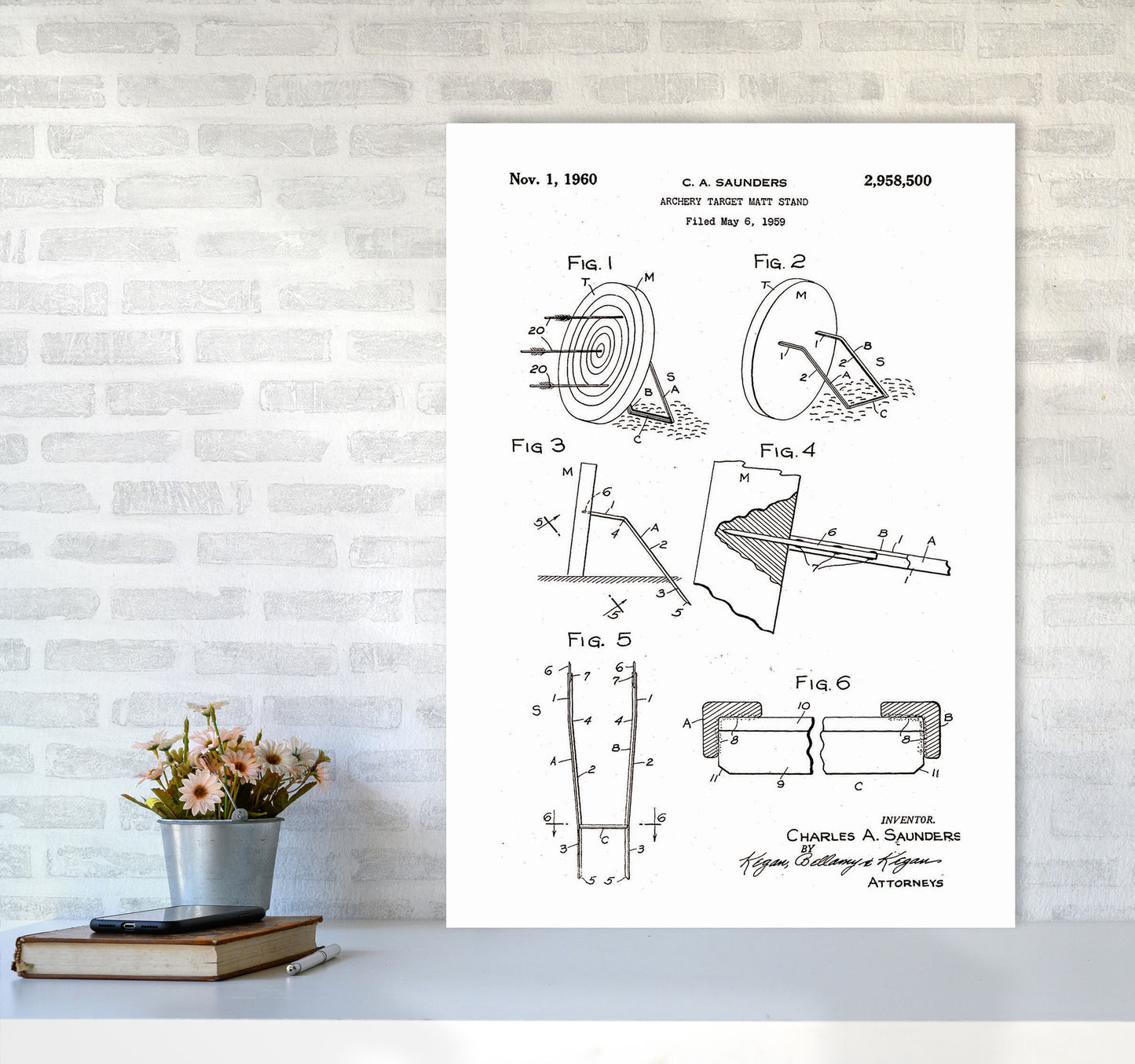 Archery Target Stand Patent Art Print by Jason Stanley A1 Black Frame