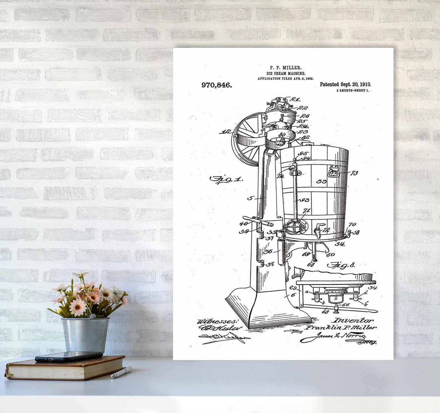Ice Cream Machine Patent Art Print by Jason Stanley A1 Black Frame