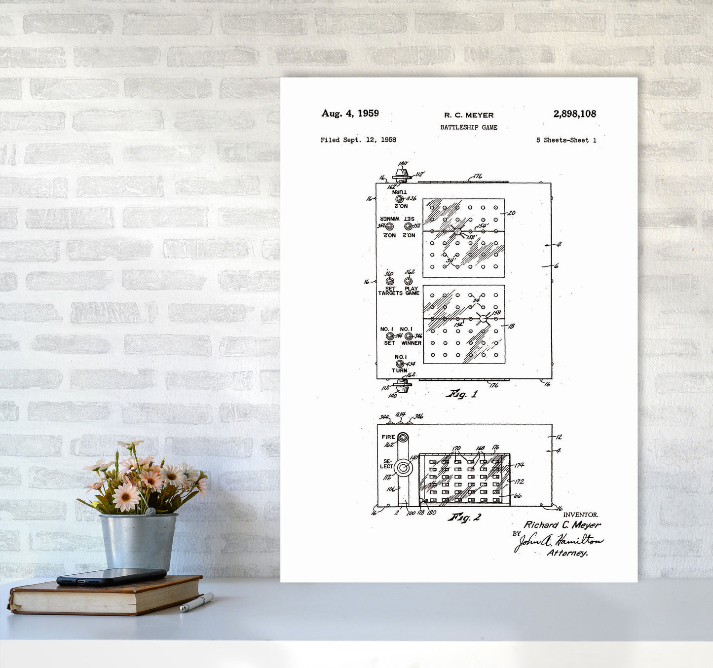 Battleship Game Patent Art Print by Jason Stanley A1 Black Frame