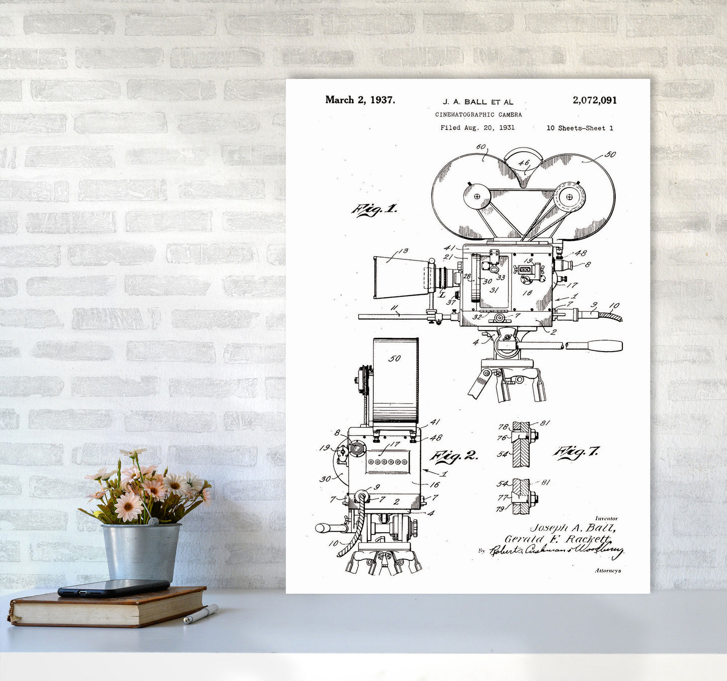Cinema Camera Patent Art Print by Jason Stanley A1 Black Frame