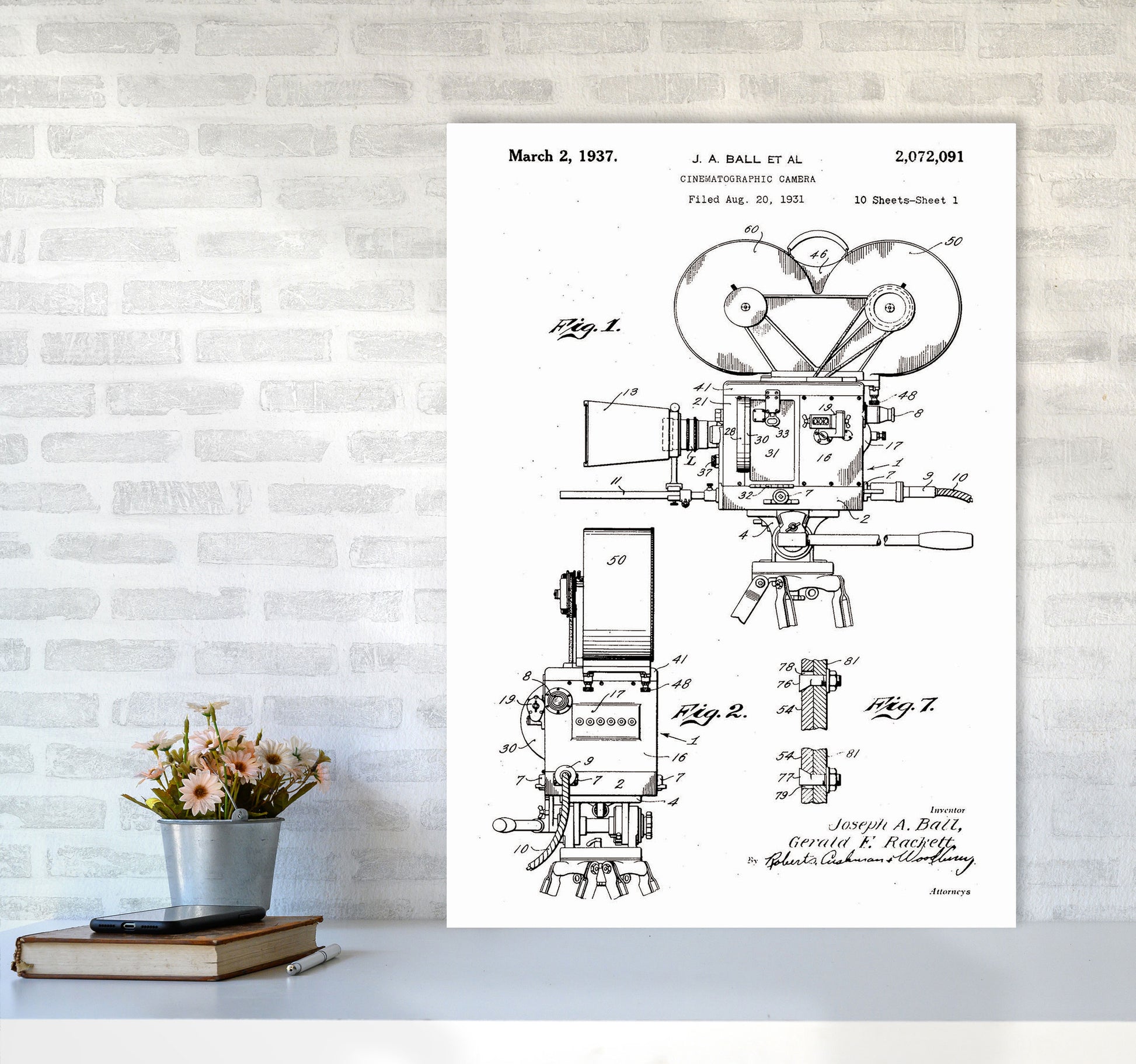 Cinema Camera Patent Art Print by Jason Stanley A1 Black Frame