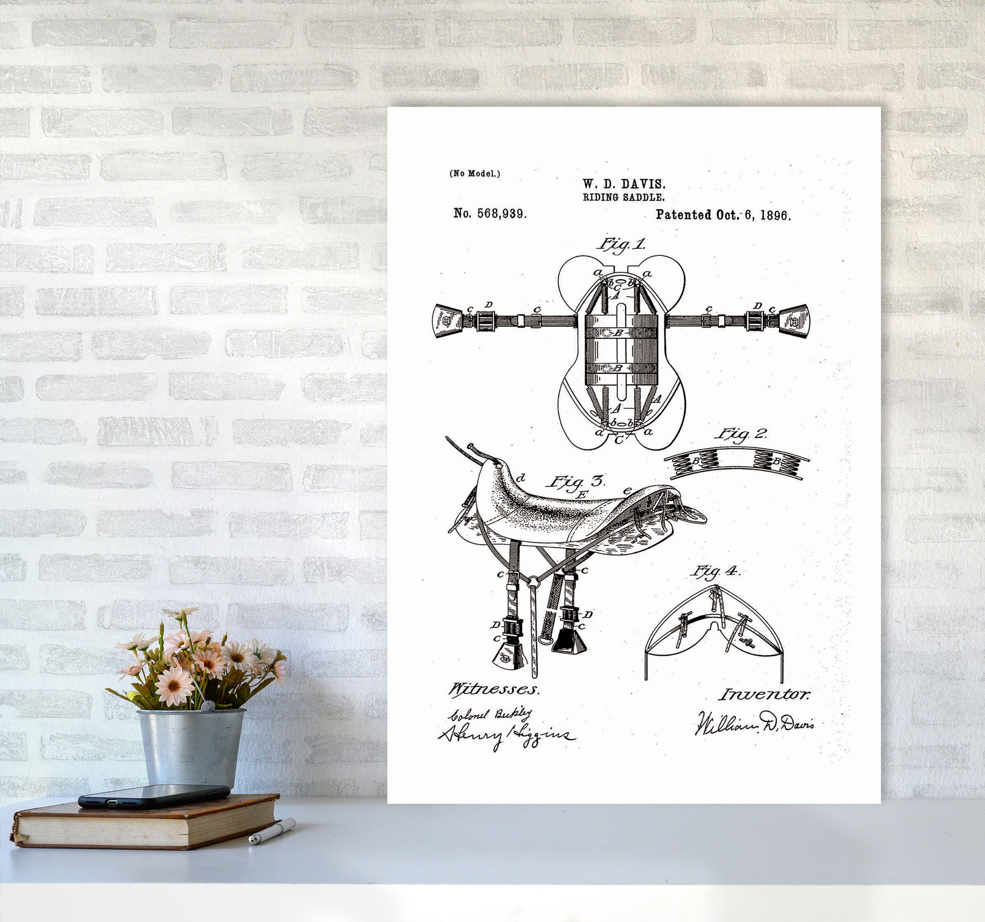 Riding Saddle Patent Art Print by Jason Stanley A1 Black Frame