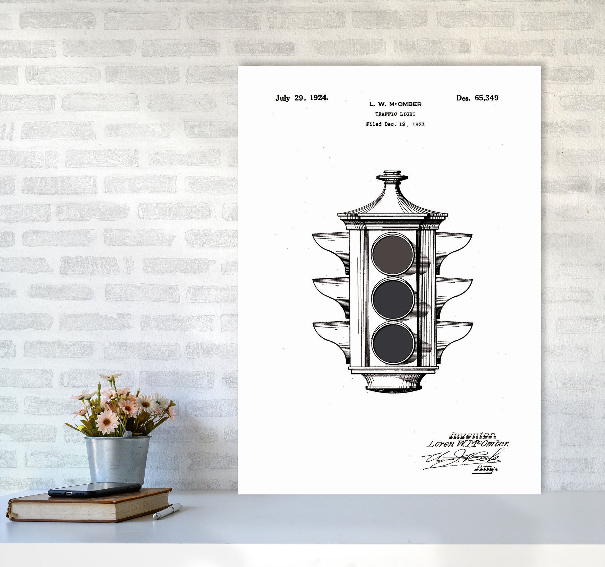 Traffic Light Patent Art Print by Jason Stanley A1 Black Frame