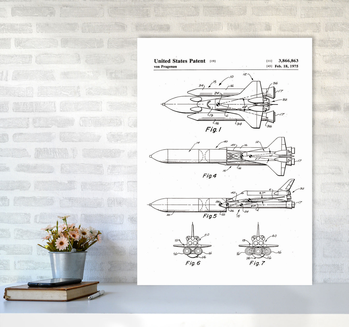 Space Shuttle Patent Art Print by Jason Stanley A1 Black Frame