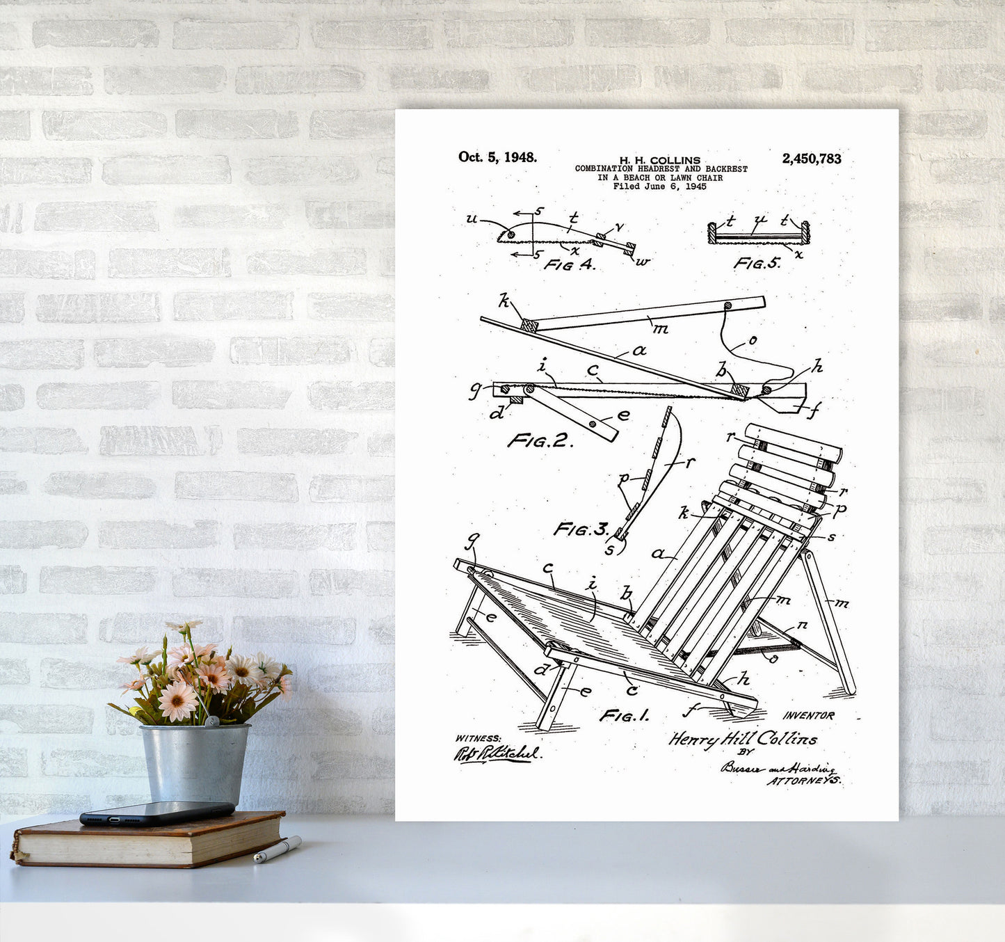 Beach Chair Patent Art Print by Jason Stanley A1 Black Frame
