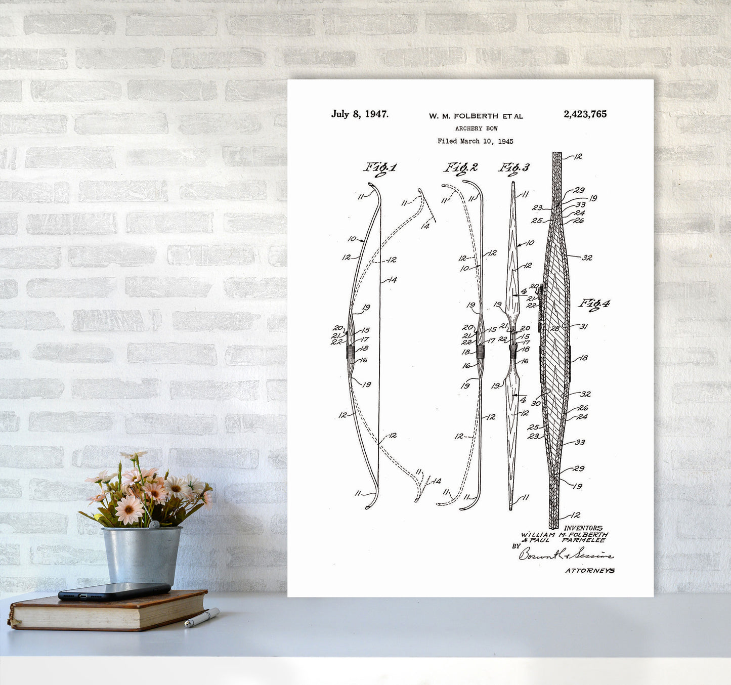 Archery Bow Patent Art Print by Jason Stanley A1 Black Frame