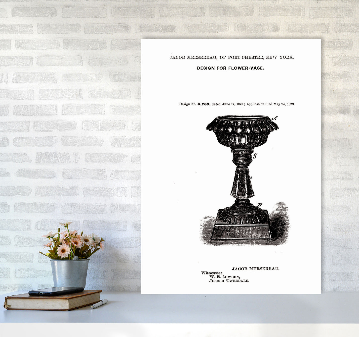 Flower Vase Patent Art Print by Jason Stanley A1 Black Frame